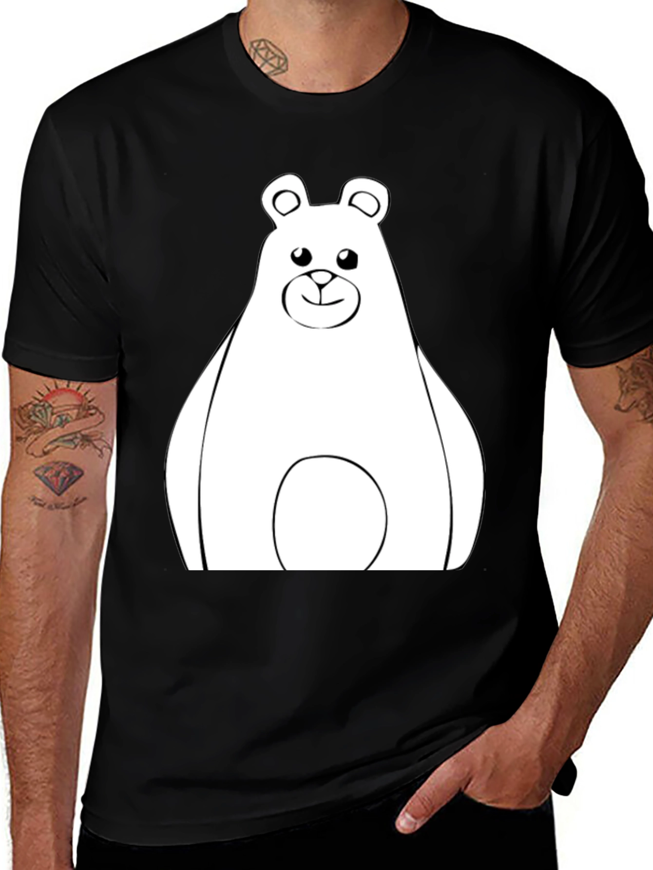 Variant 26 of Cute Bear Graphic Tee - Black T-Shirt