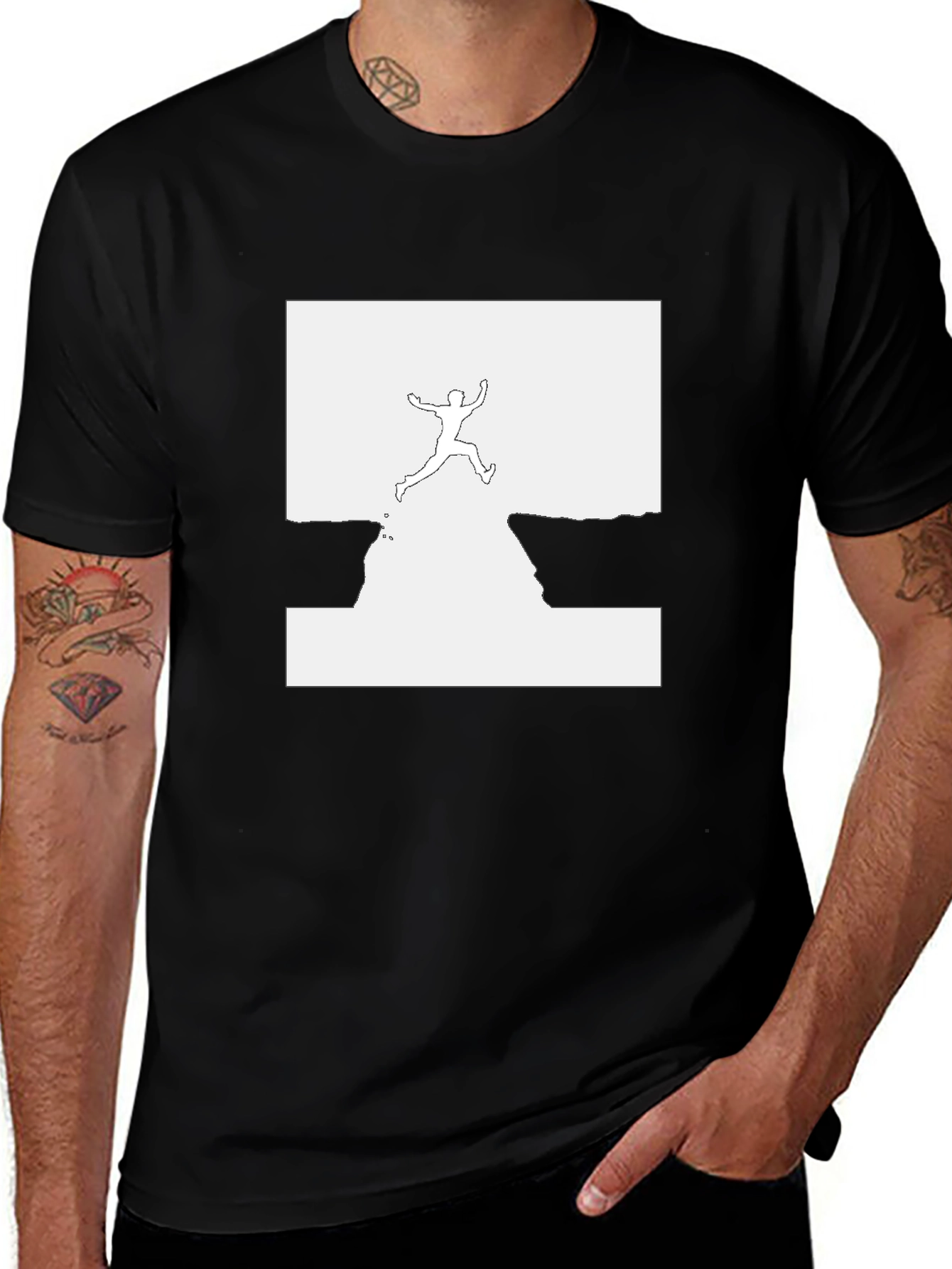 Black Cliff Jumper Graphic Tee - Bold Black T-Shirt main image