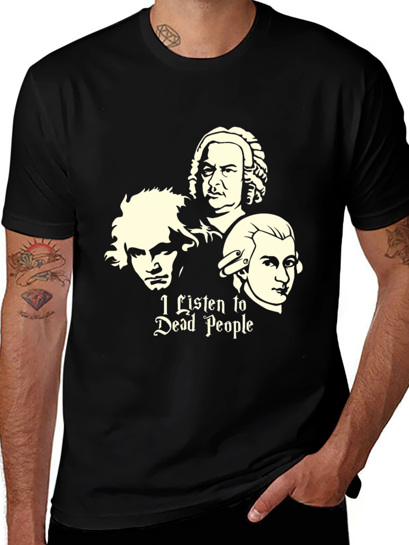 I Listen to Dead People Graphic Tee - Black