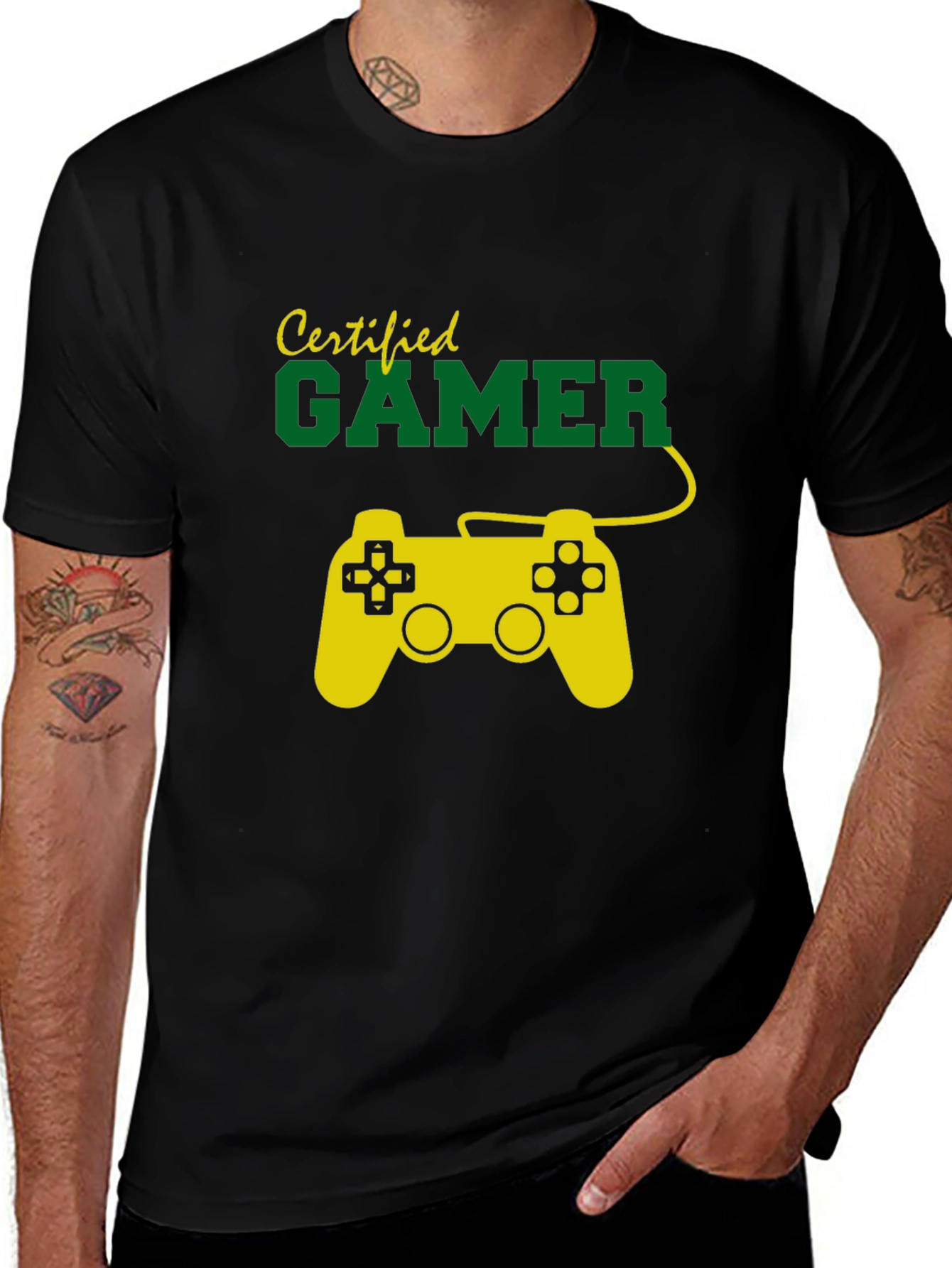 Variant 26 of Certified Gamer T-Shirt - Black Crew Neck Tee