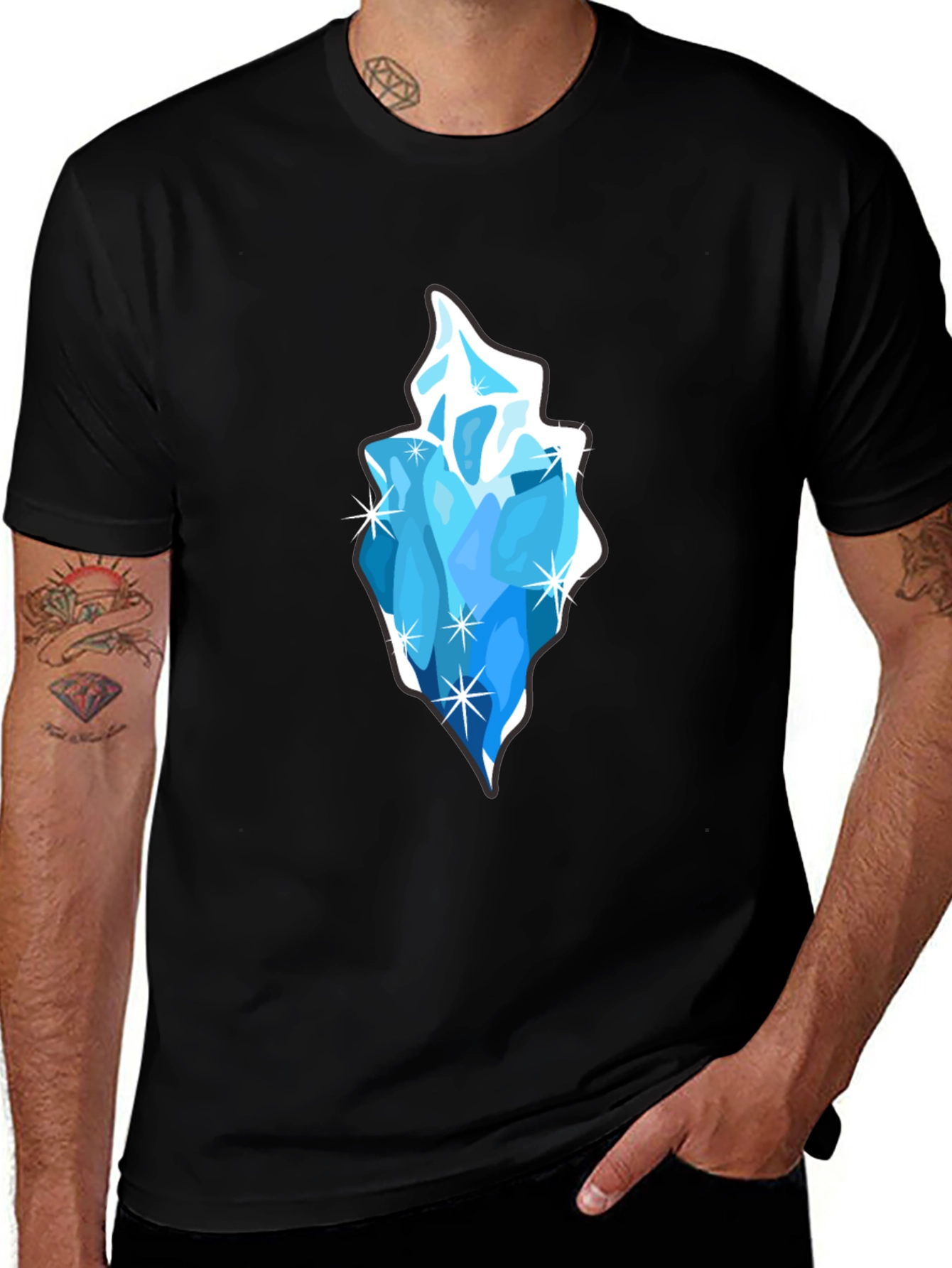 Variant 13 of Ice Crystal Graphic Black T-Shirt