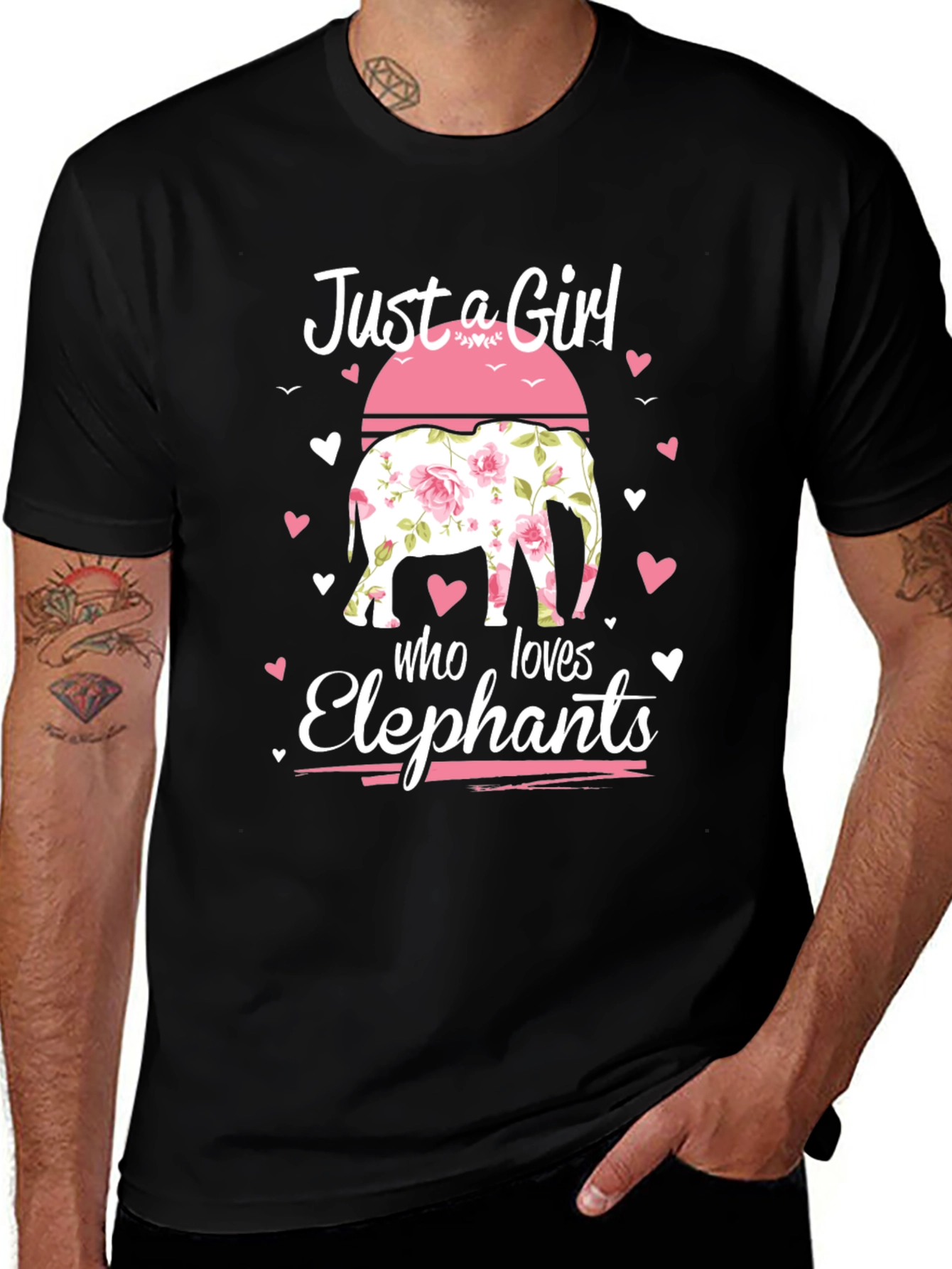 Variant 11 of Floral Elephant T-Shirt - Just A Girl Who Loves Elephants