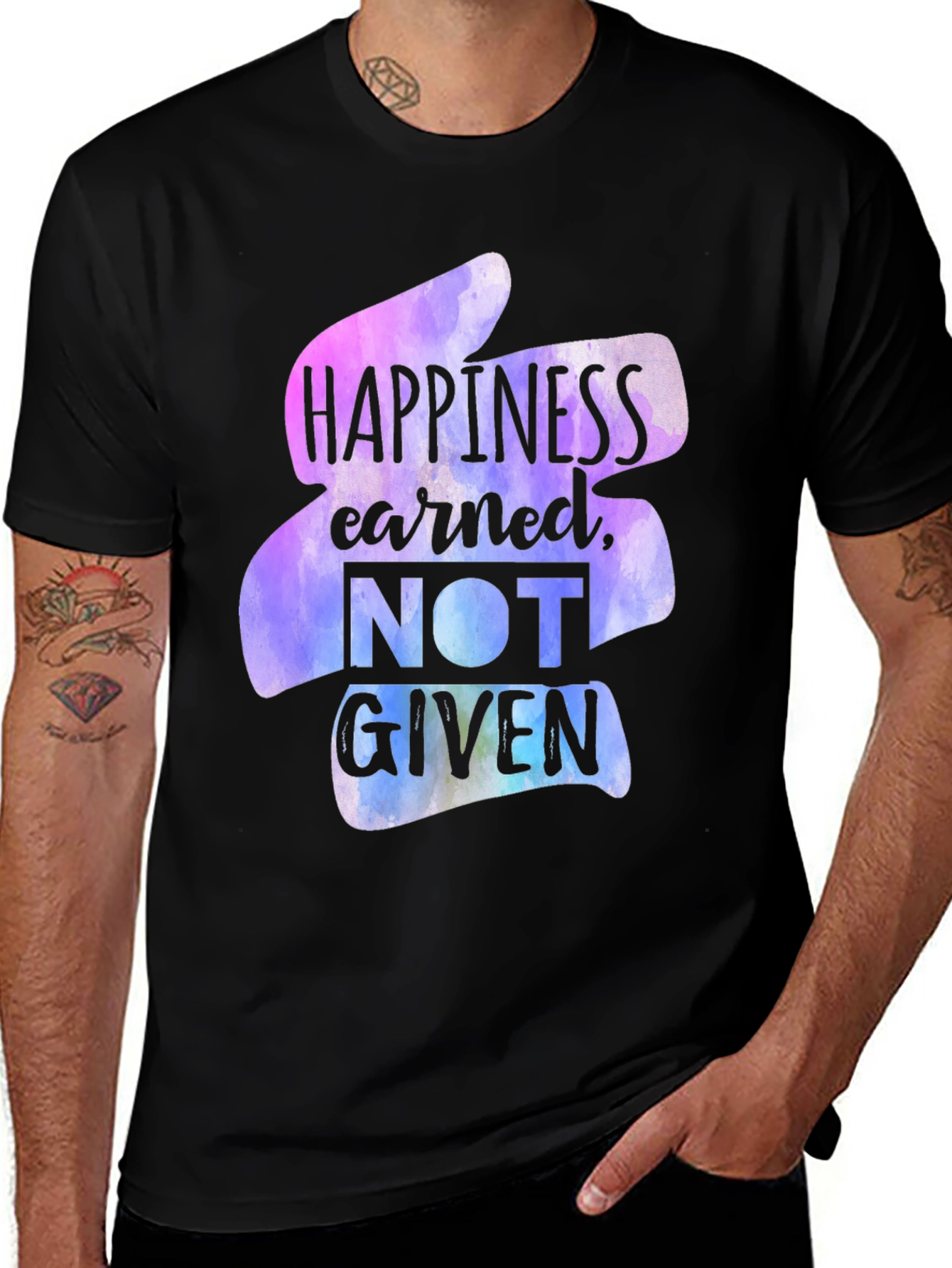 Variant 16 of Happiness Earned Graphic Tee - Black