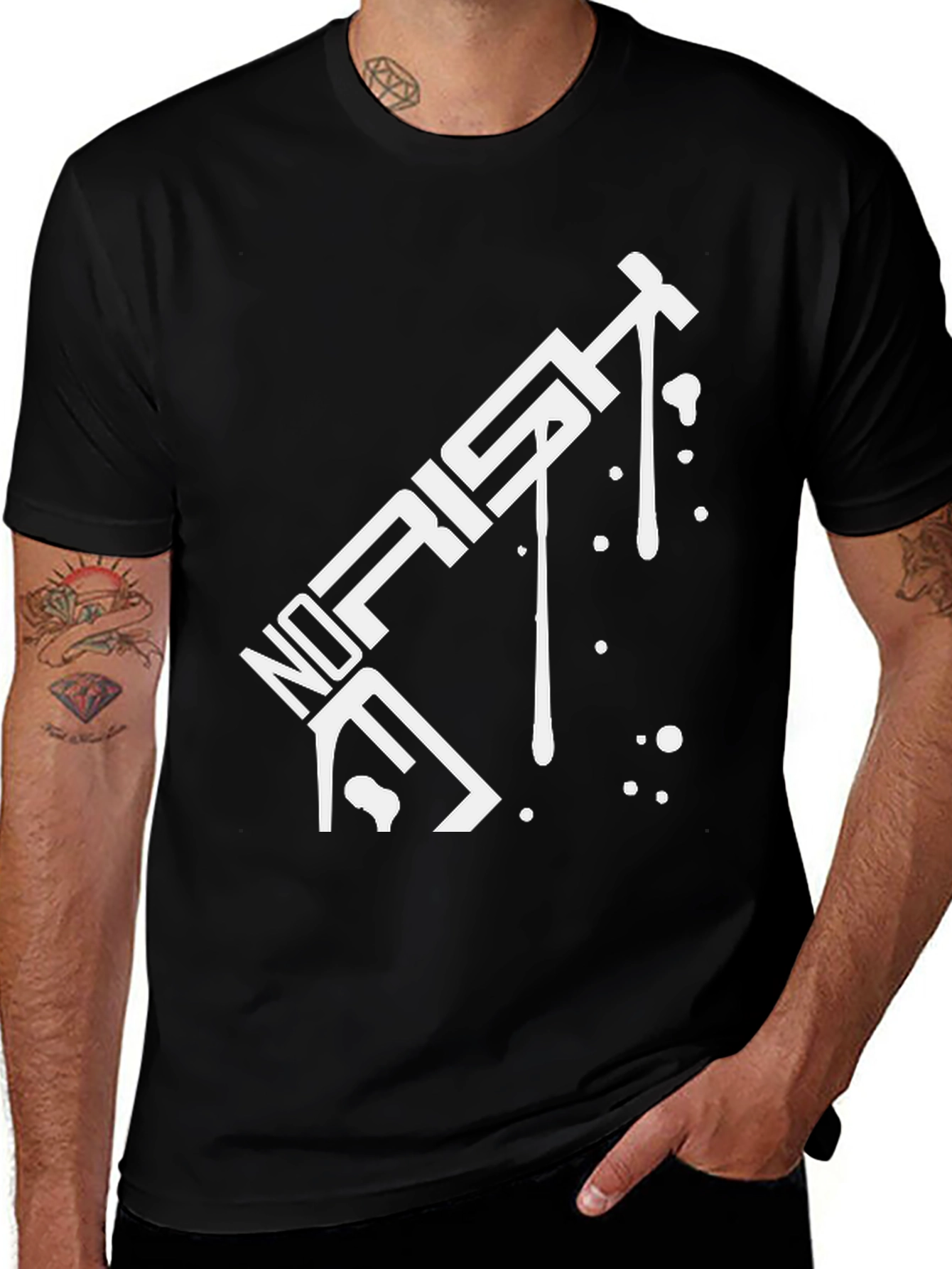 Variant 23 of Edgy No Fists Graphic Tee - Black