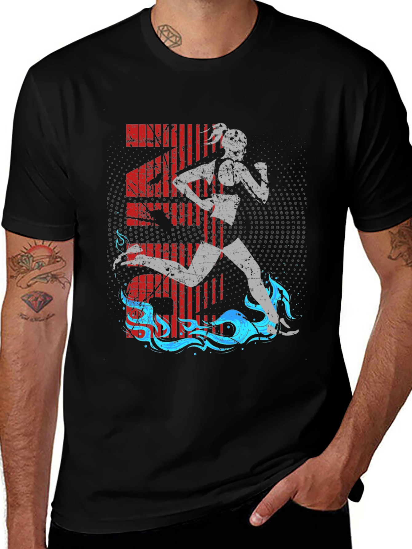 Runner Graphic Tee - Athlete in Motion Black T-Shirt