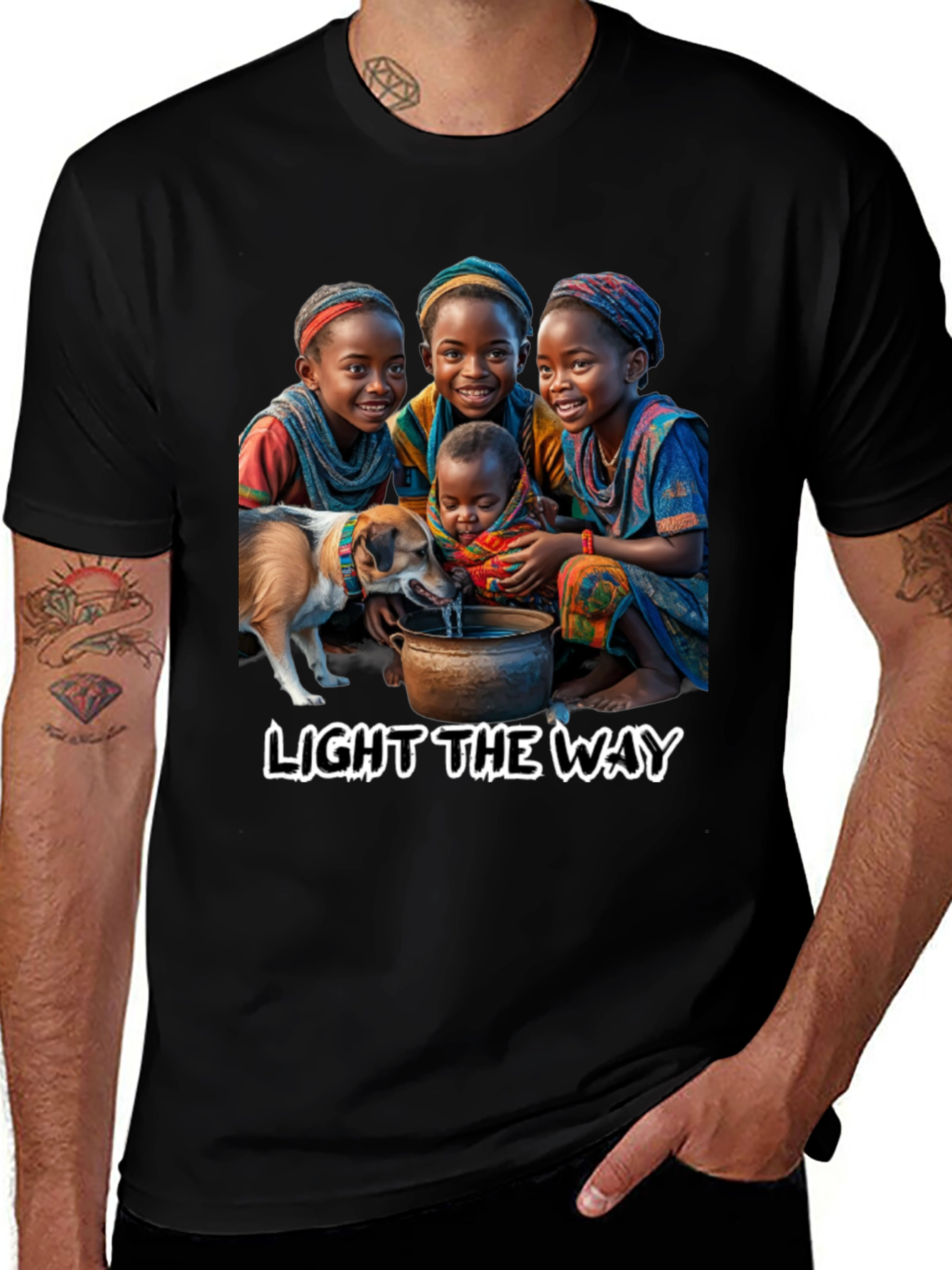 Variant 26 of Children & Dog Graphic Tee: Light The Way T-Shirt