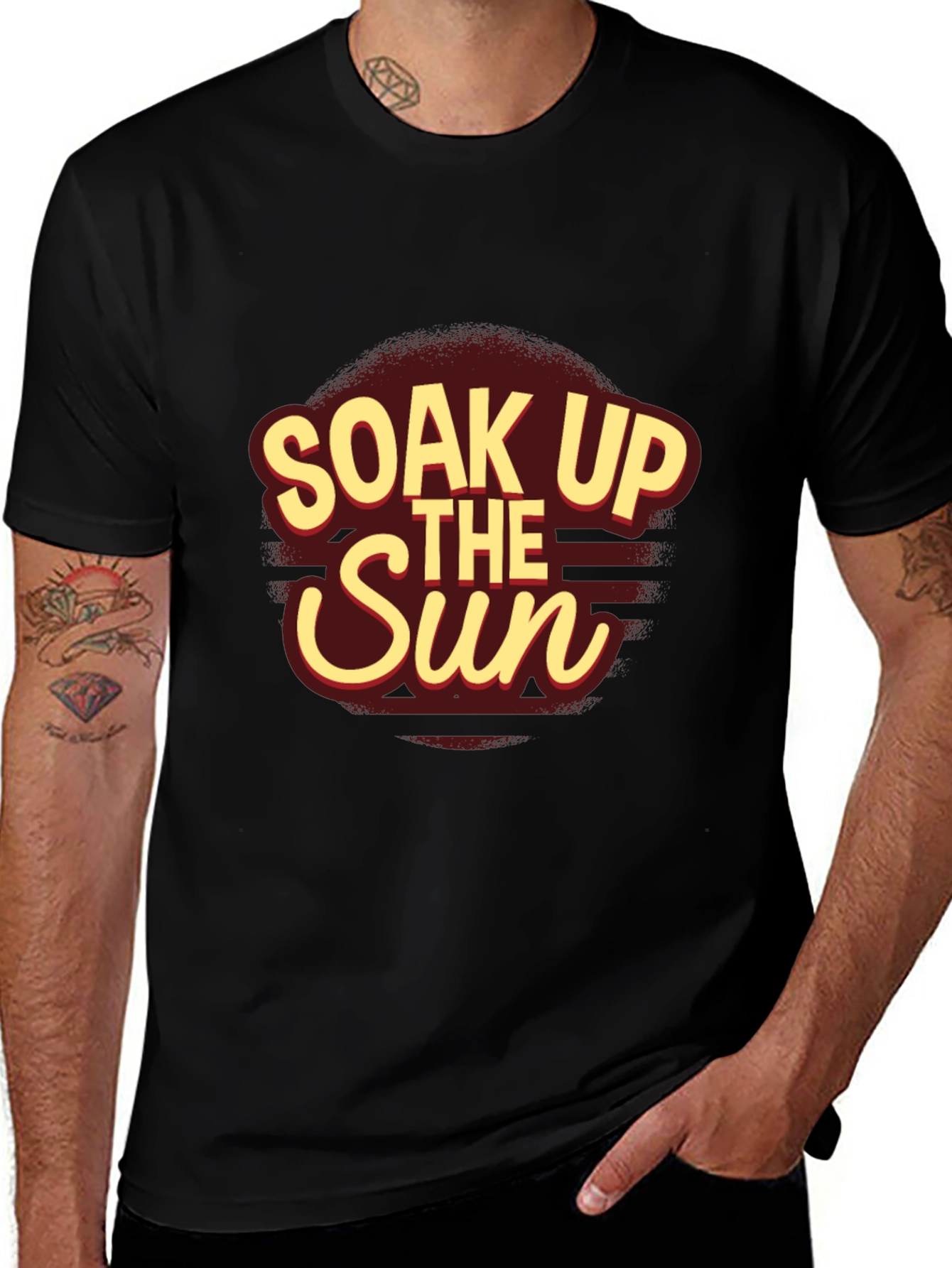 Variant 7 of Soak Up The Sun Black T-Shirt - Retro Graphic Tee