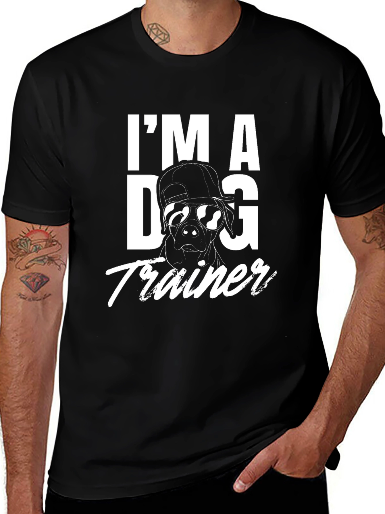 Variant 4 of Dog Trainer Graphic Tee - Black Cotton Shirt
