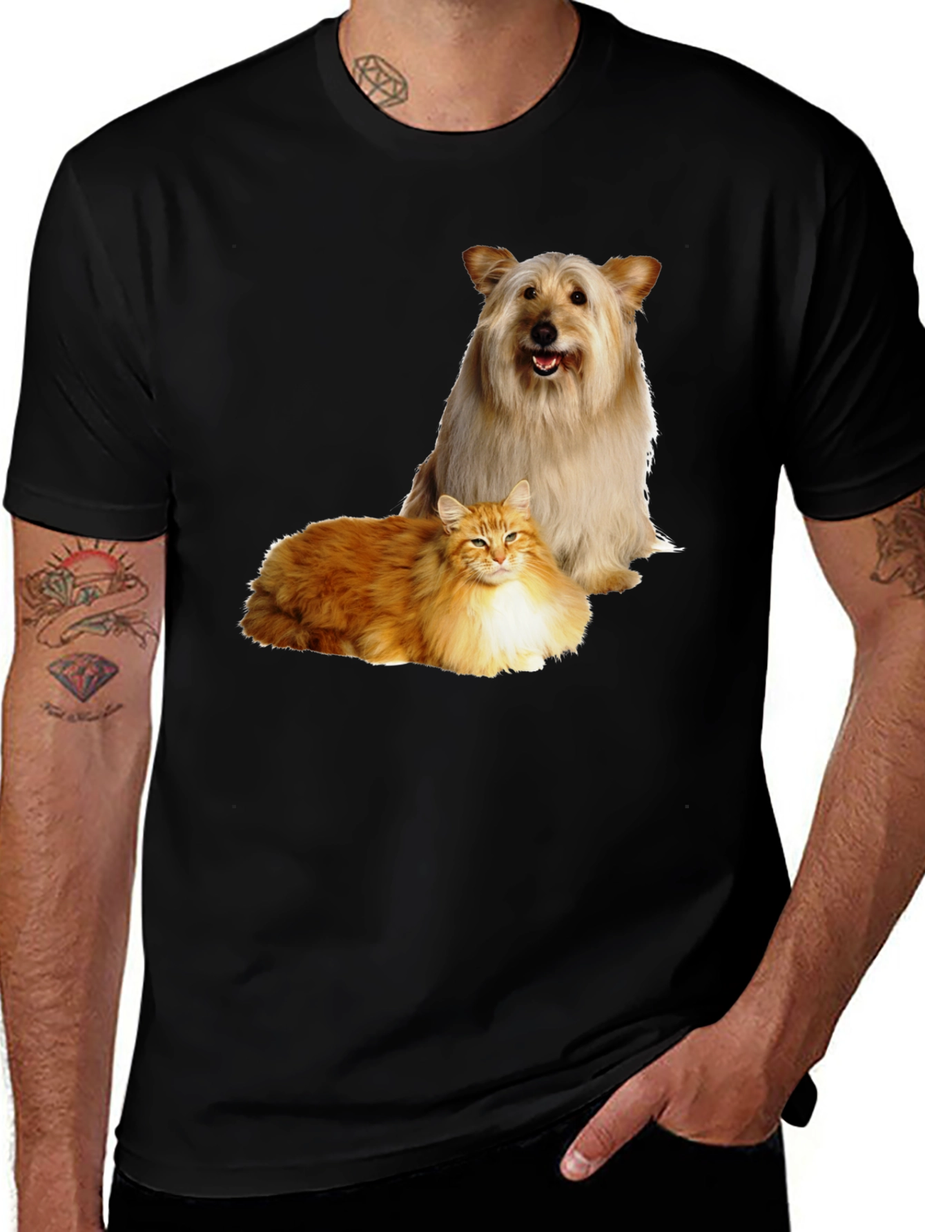 Variant 9 of Cat & Dog Graphic Tee - Stylish Pet Lover's T-Shirt