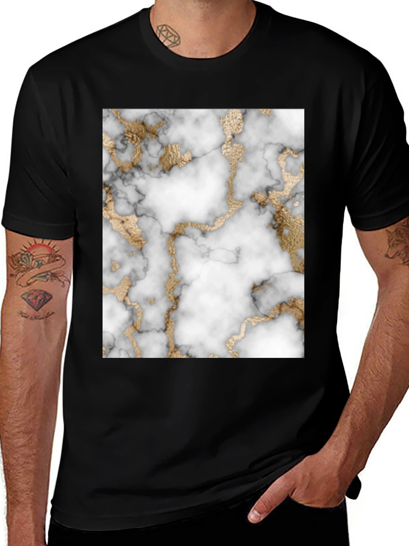 Variant 27 of Marble & Gold Graphic Tee - Stylish Cotton T-Shirt