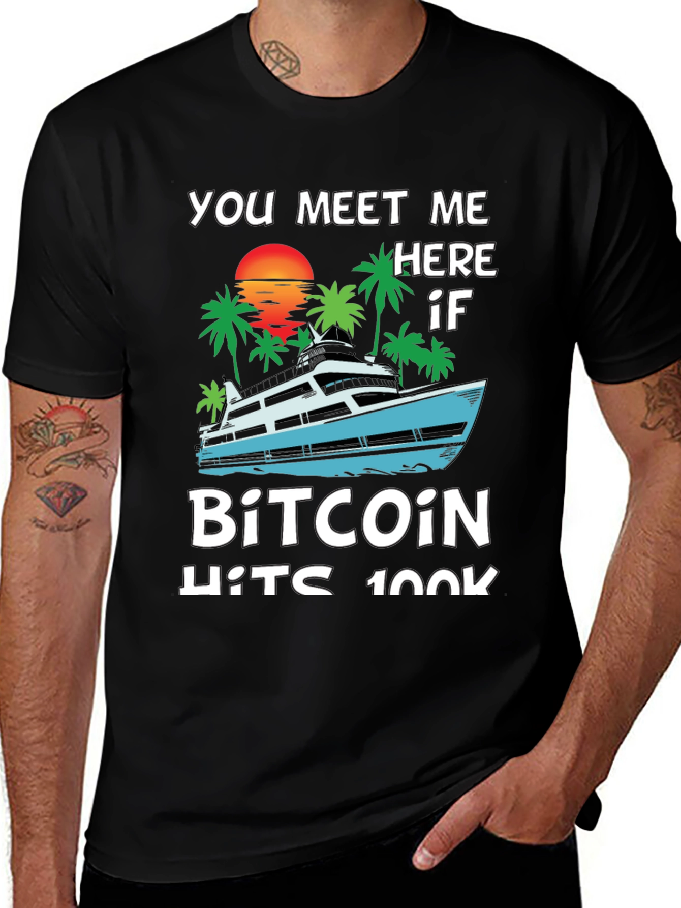 Bitcoin Yacht T-Shirt - Meet Me Here IF!