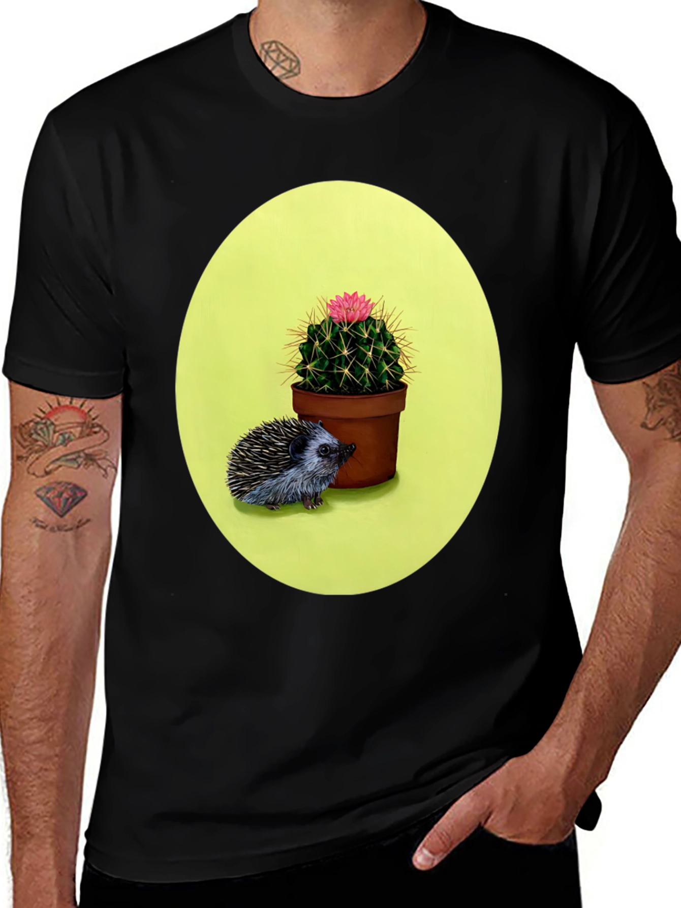 Variant 16 of Cute Hedgehog & Cactus Graphic Tee