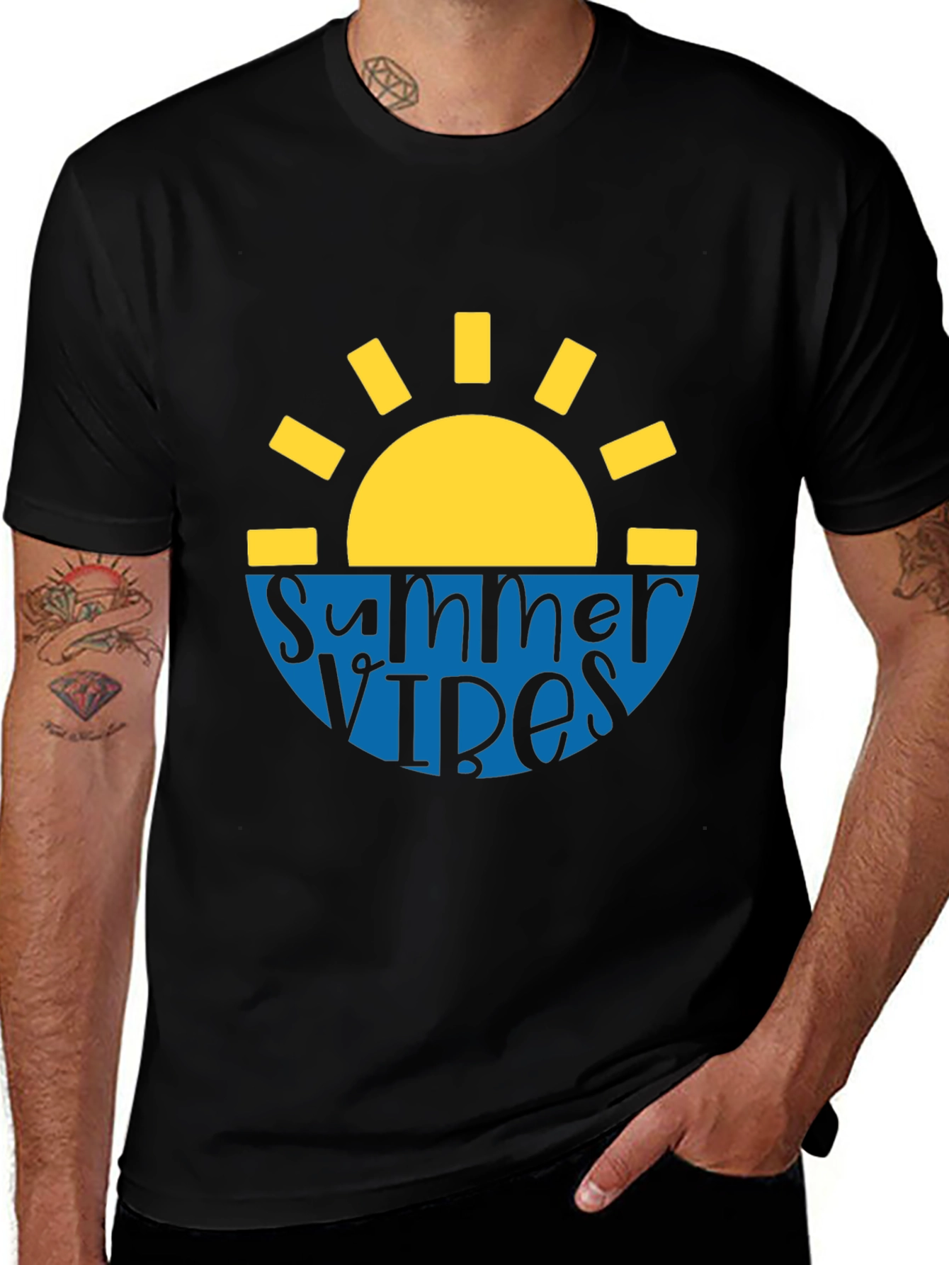 Variant 23 of Summer Vibes Graphic Tee - Mens Black T-Shirt