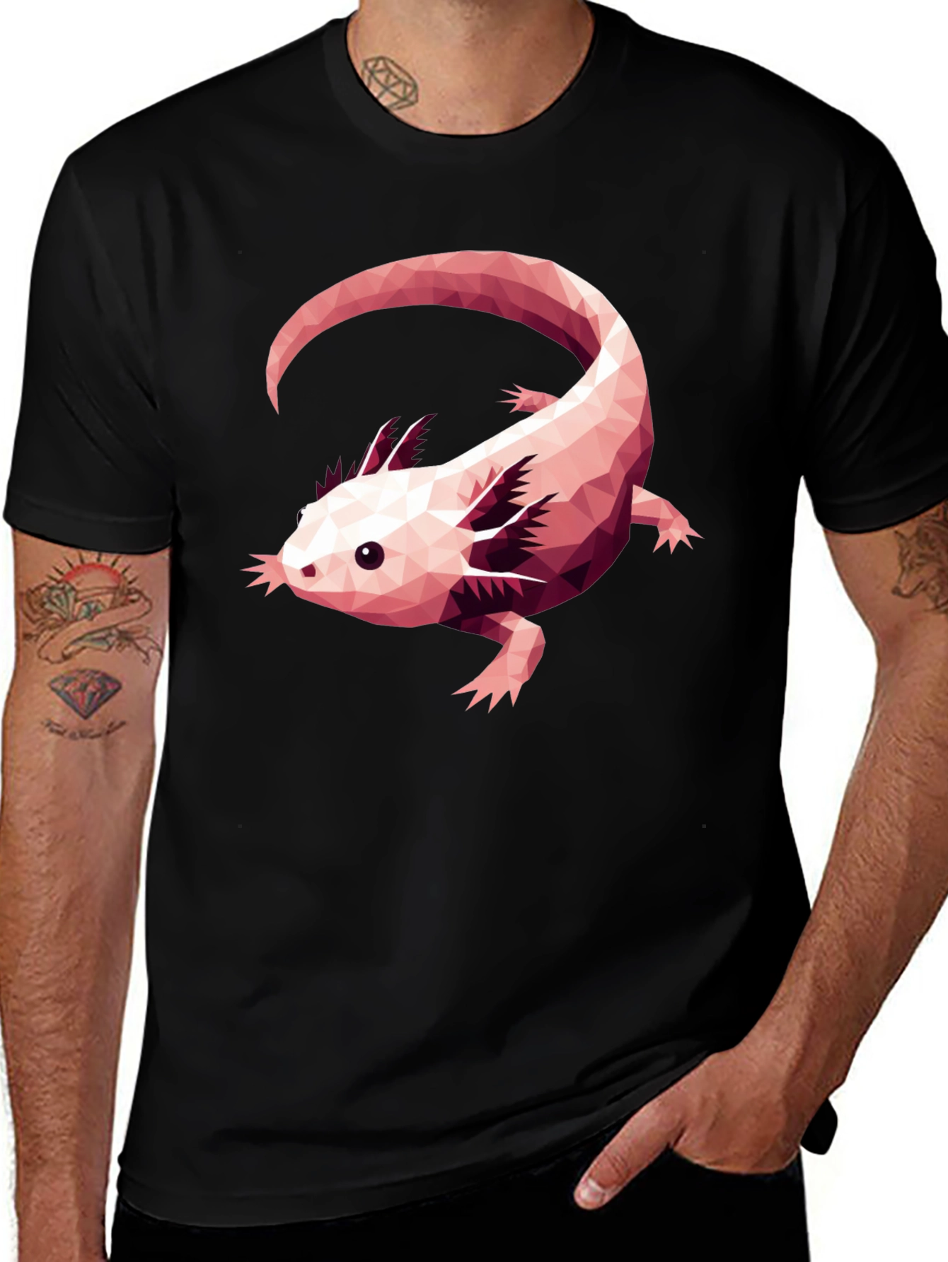 Variant 23 of Axolotl Geometric Design Black T-Shirt