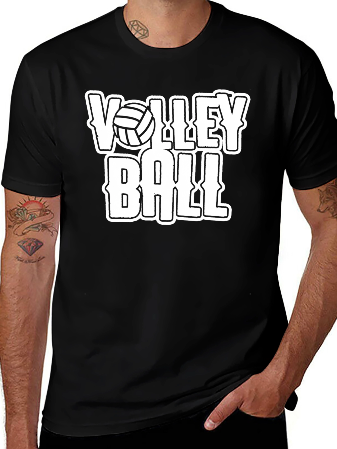 Volleyball Graphic T-Shirt - Black Cotton Tee