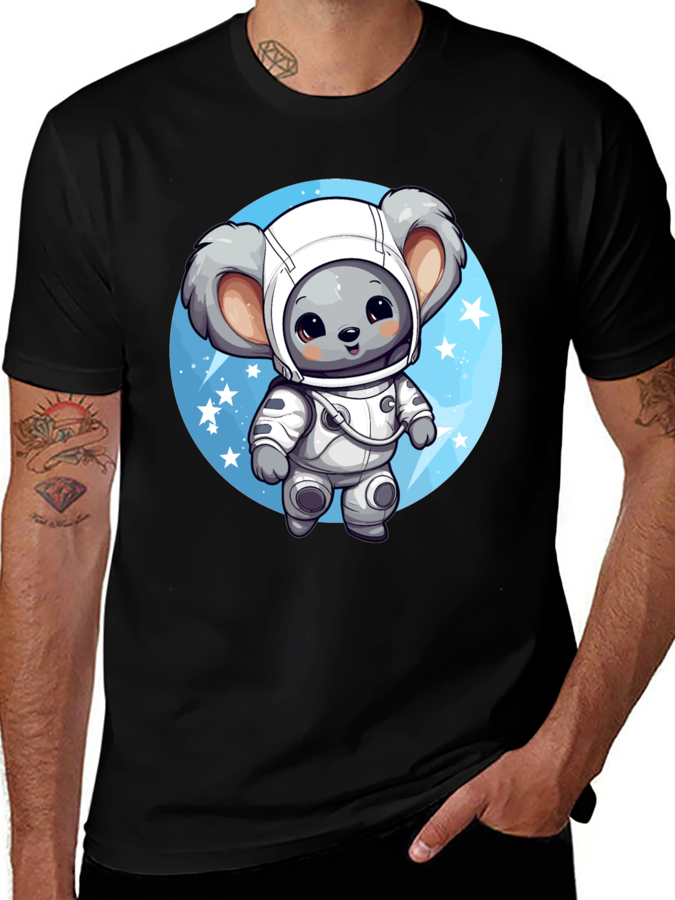 Black Koala Astronaut Graphic Tee - Black main image