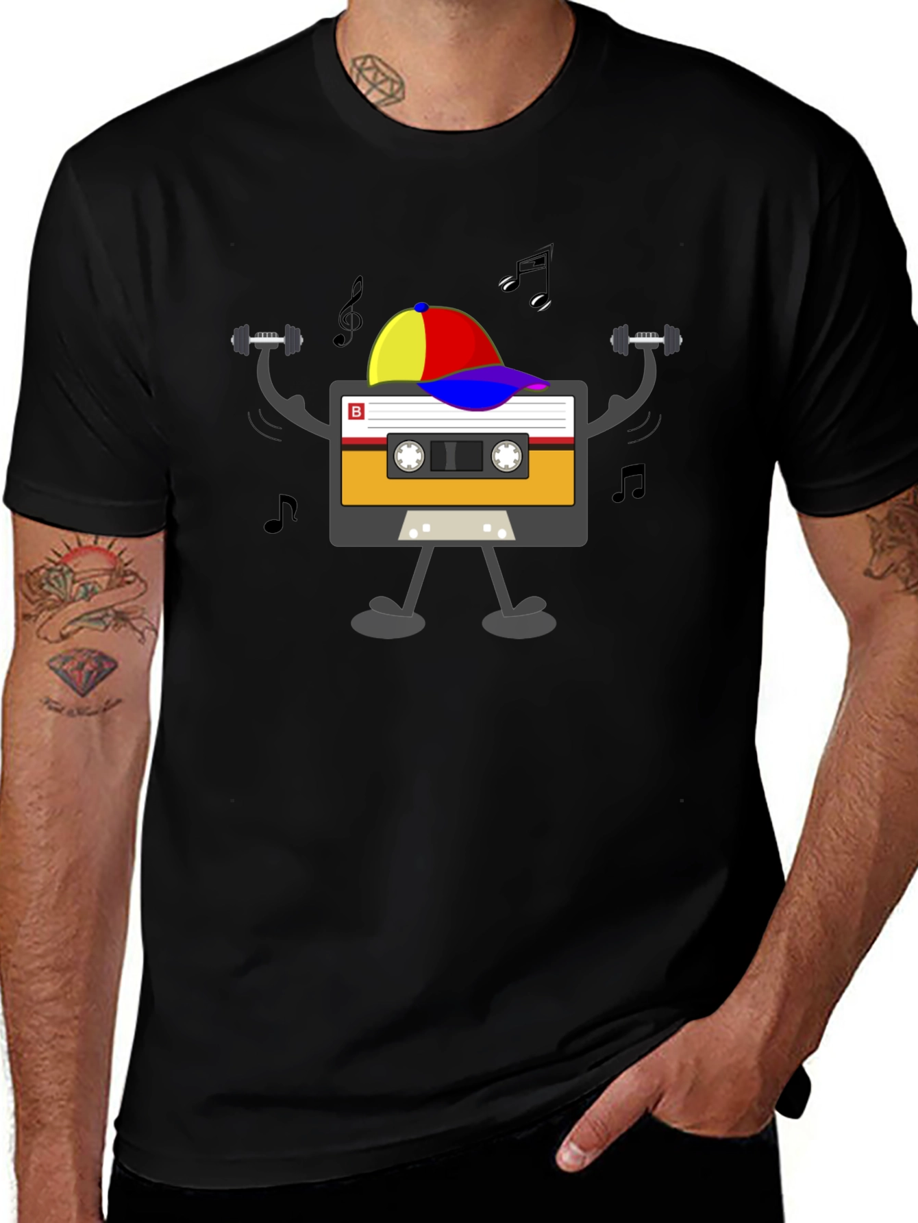 Variant 18 of Retro Cassette Tape Workout T-Shirt - Black
