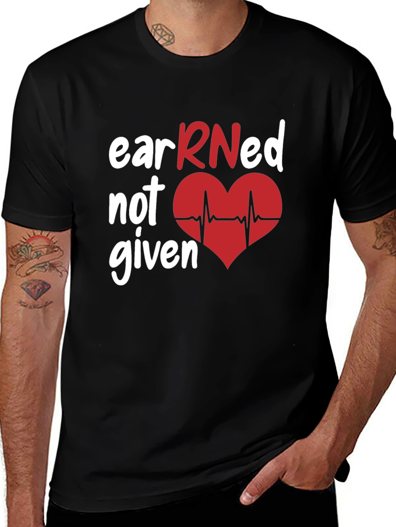 Variant 6 of Earned RN Heartbeat Graphic T-Shirt Nurse Gift