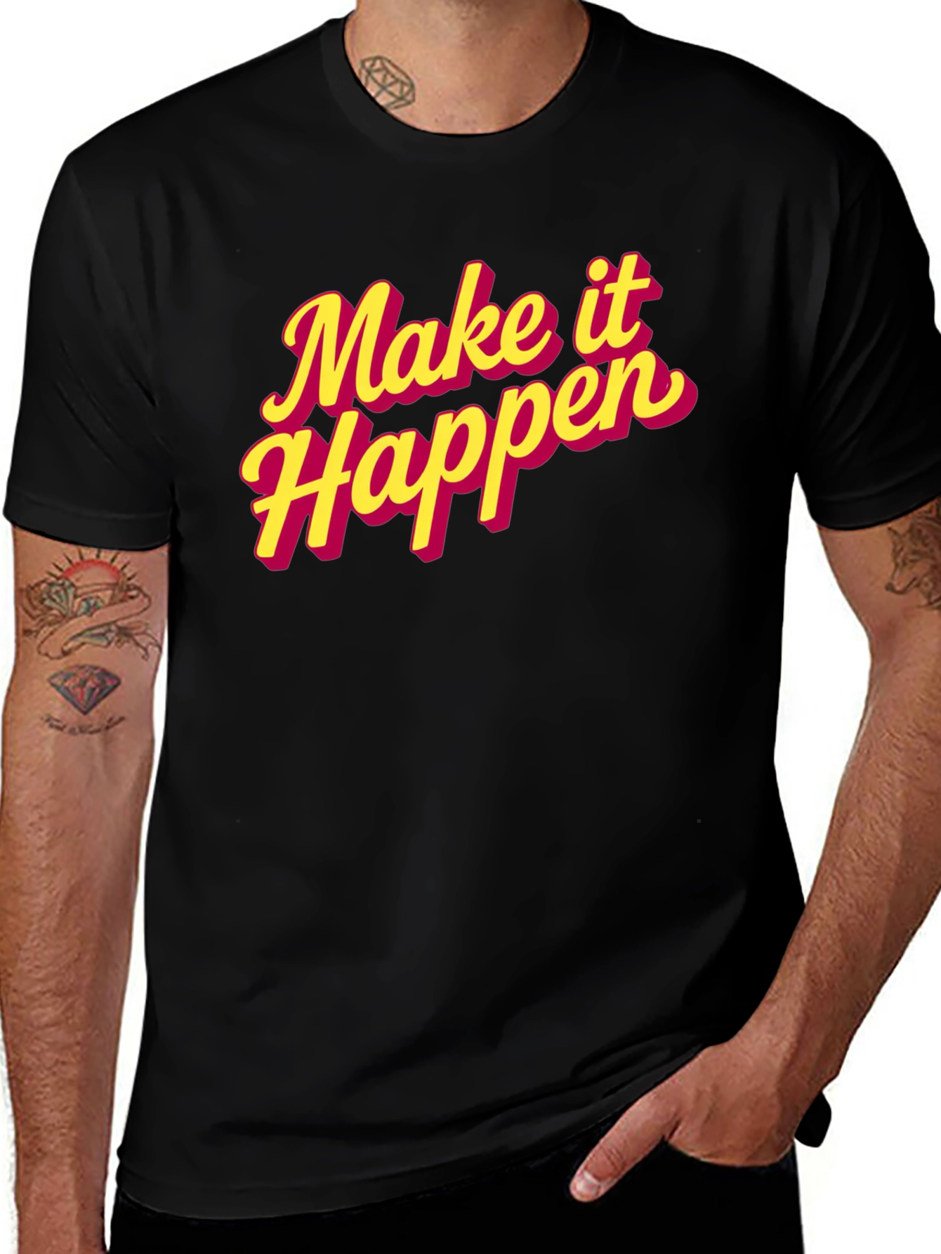 Make It Happen Graphic Tee - Trendy Motivational T-Shirt