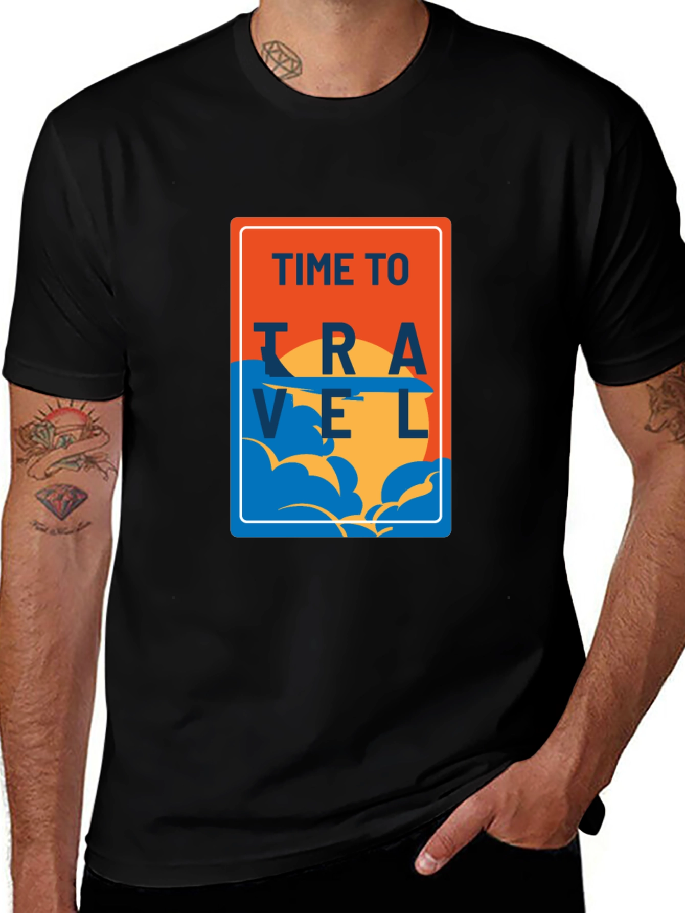 Variant 17 of Time to Travel Black Graphic Tee
