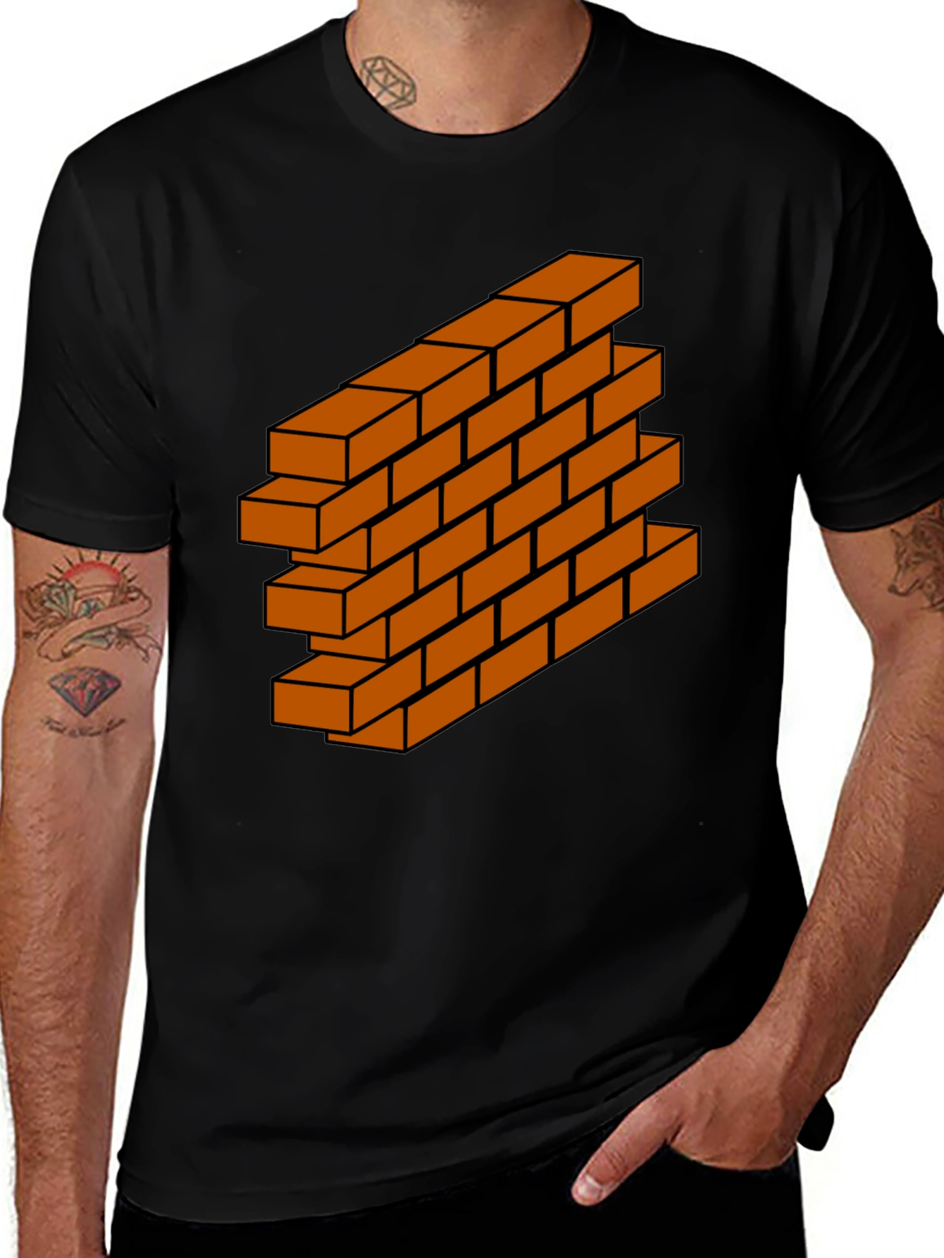 Brick Wall Graphic Tee - Optical Illusion Design