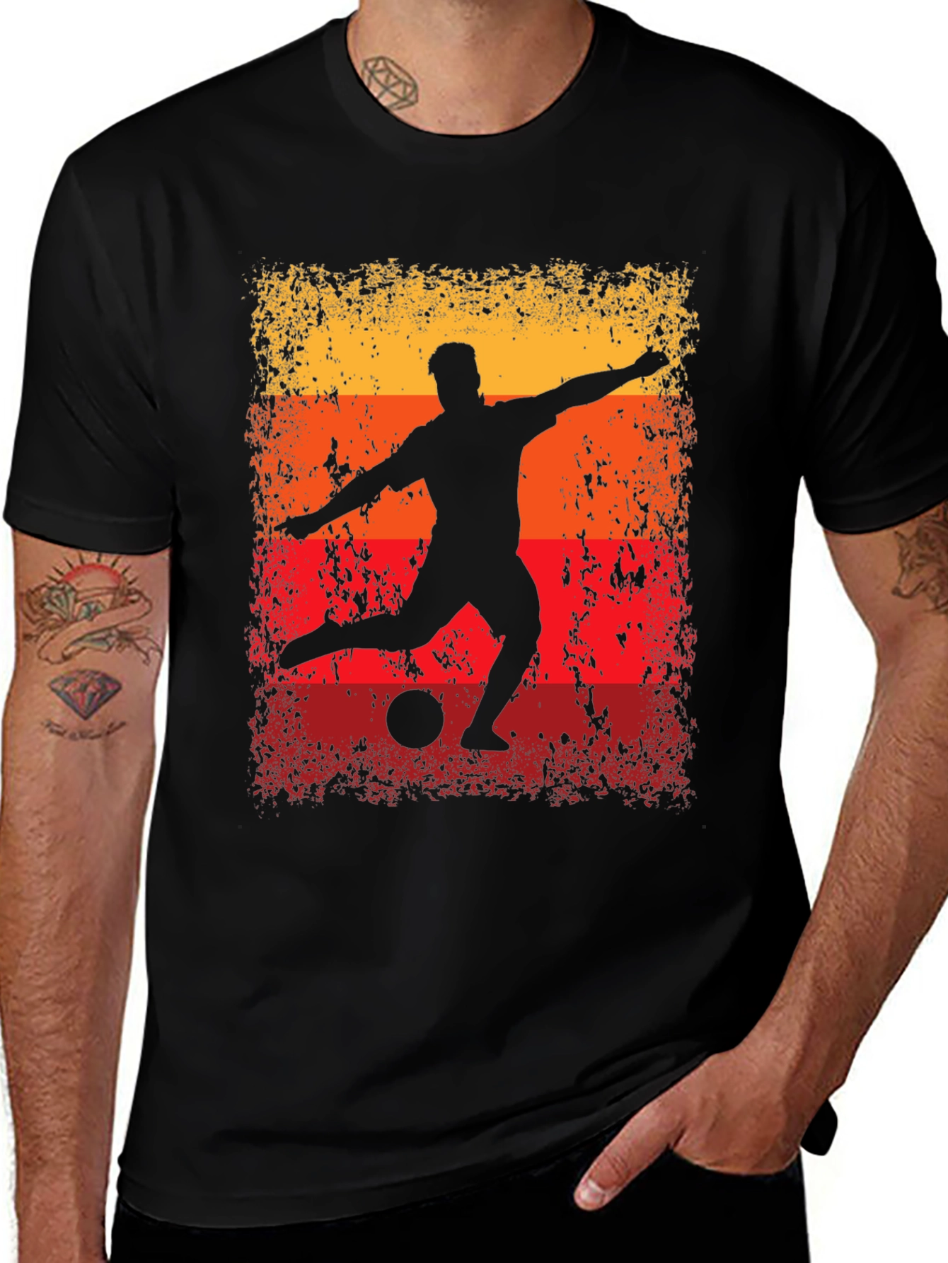 Variant 18 of Soccer Player Silhouette Graphic Tee - Black
