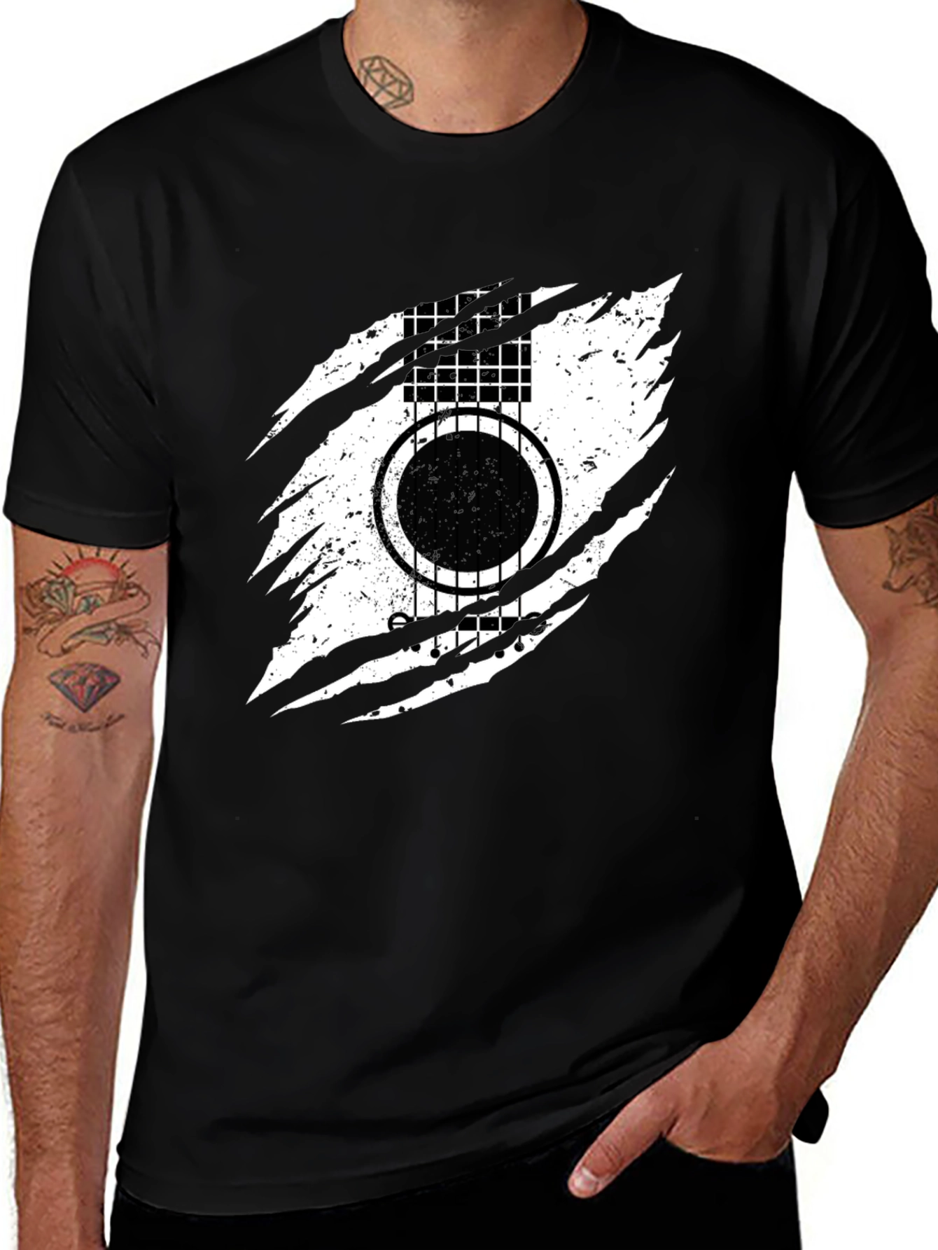 Variant 11 of Guitar Ripped Graphic T-Shirt - Stylish Music Tee