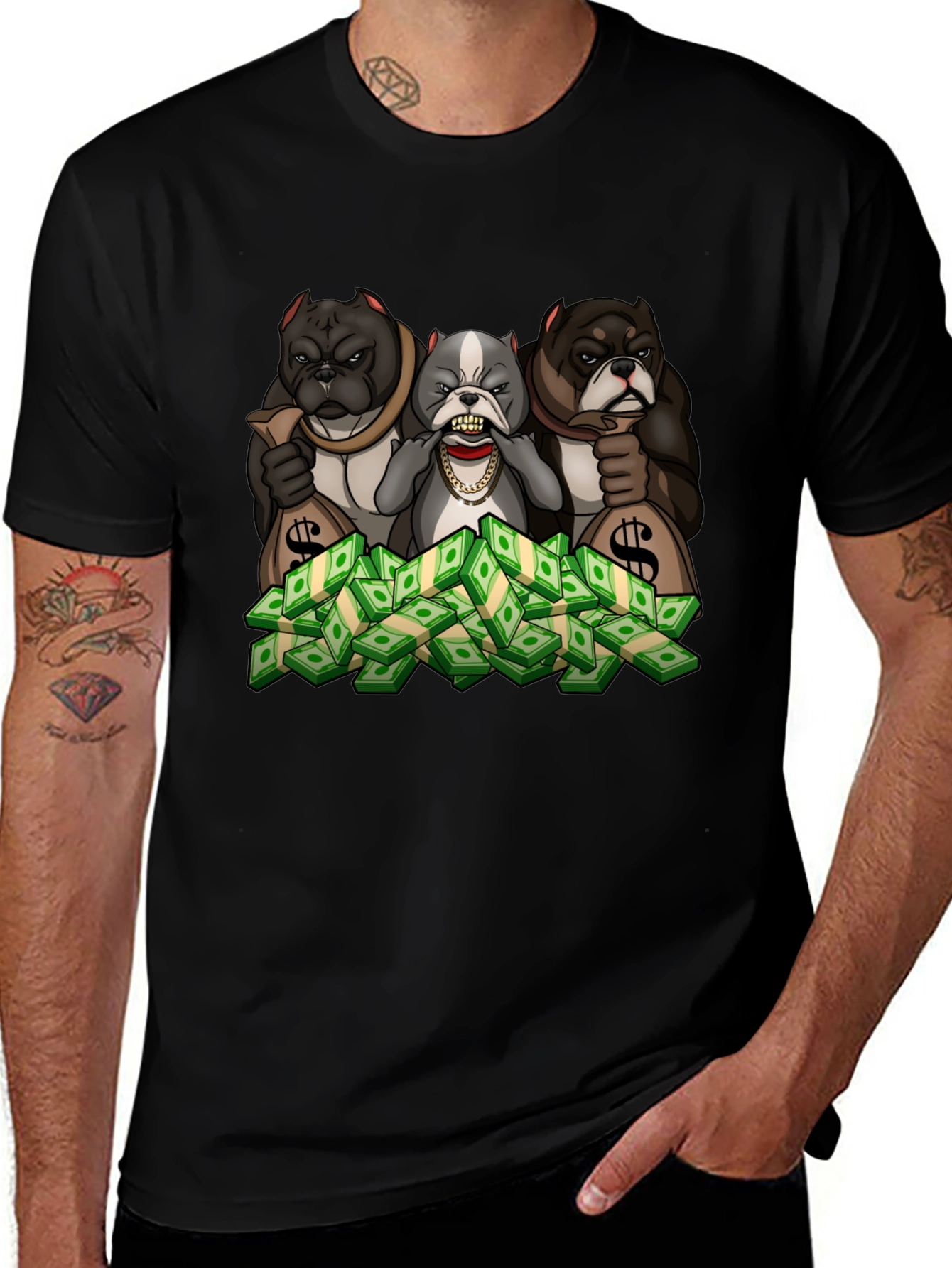 Variant 30 of Bulldog Money T-Shirt - Cartoon Graphic Tee