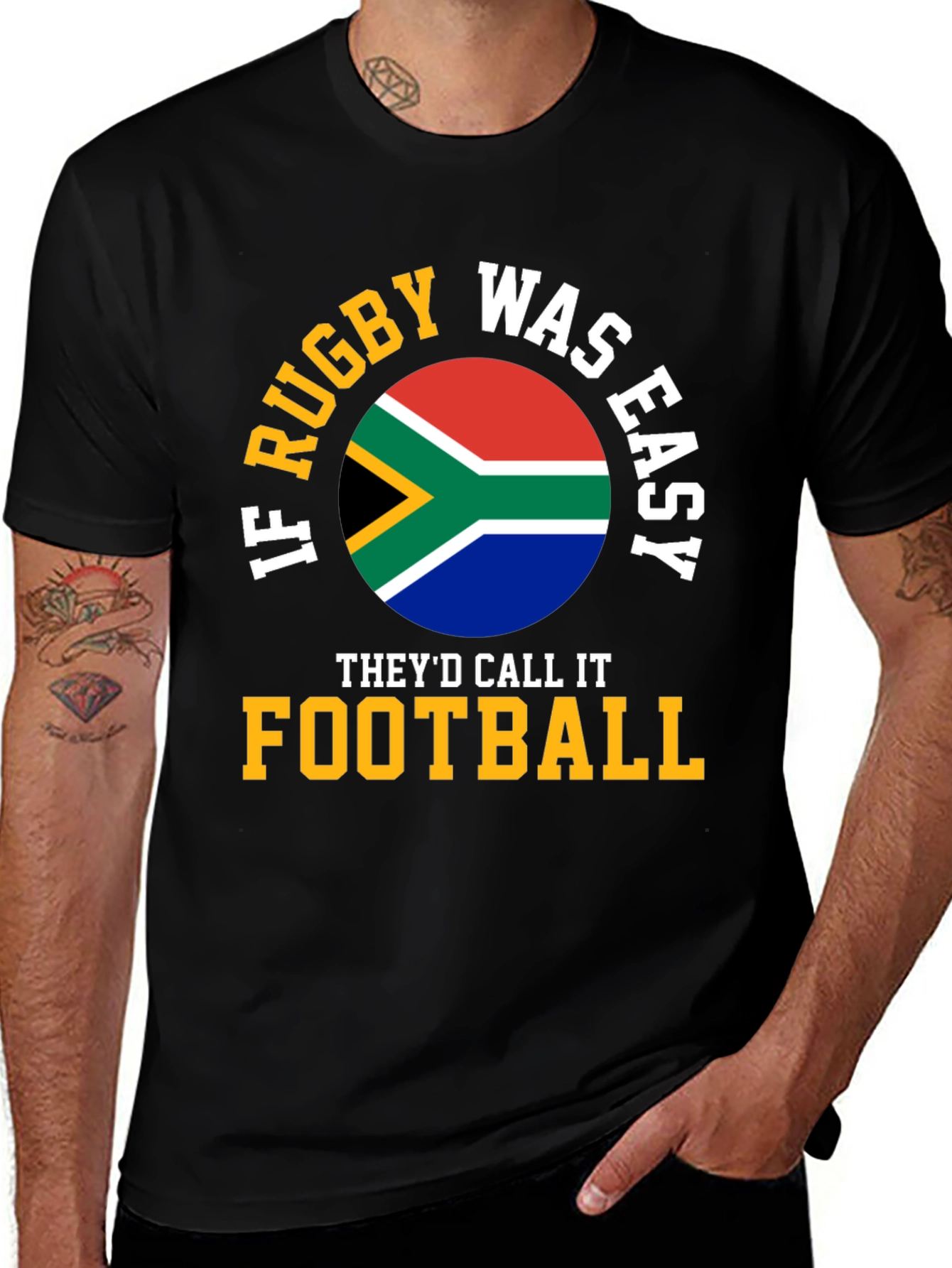 Variant 6 of South Africa Rugby T-Shirt: If Rugby Was Easy Football