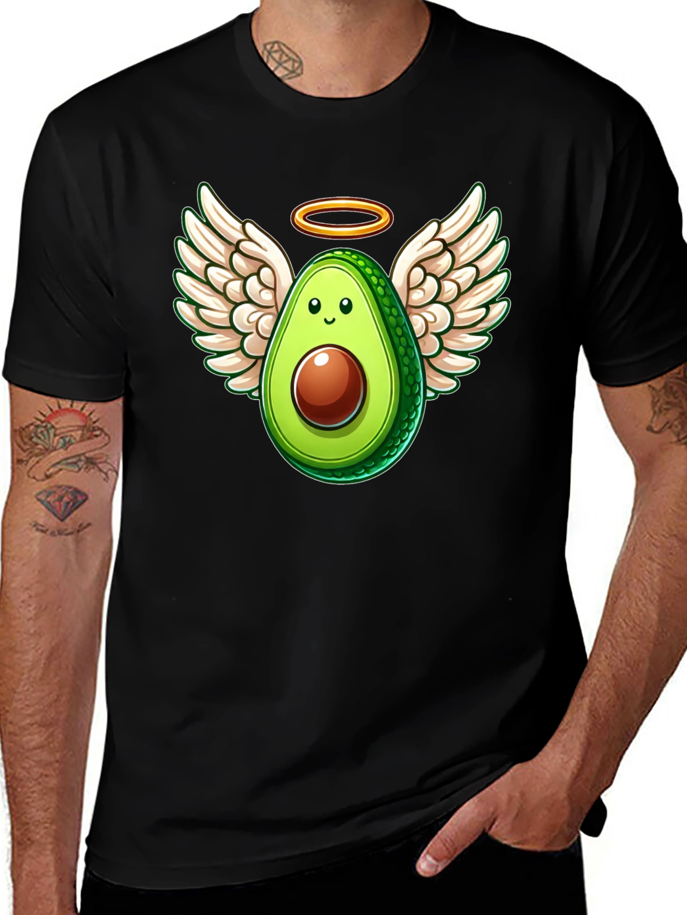 Variant 3 of Angel Avocado Graphic Tee - Funny Fruit Shirt