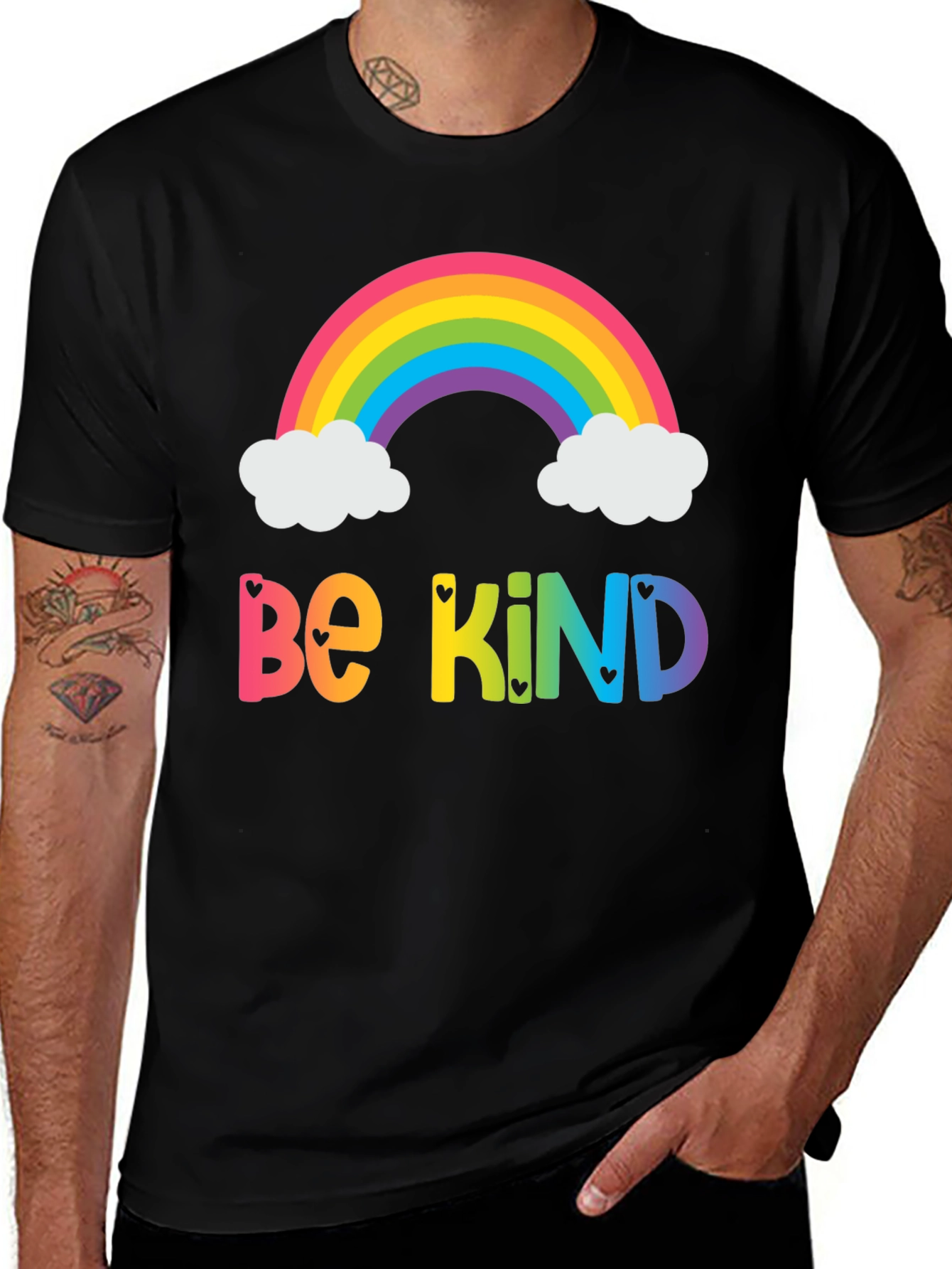 Variant 11 of Be Kind Rainbow Graphic Tee - Black