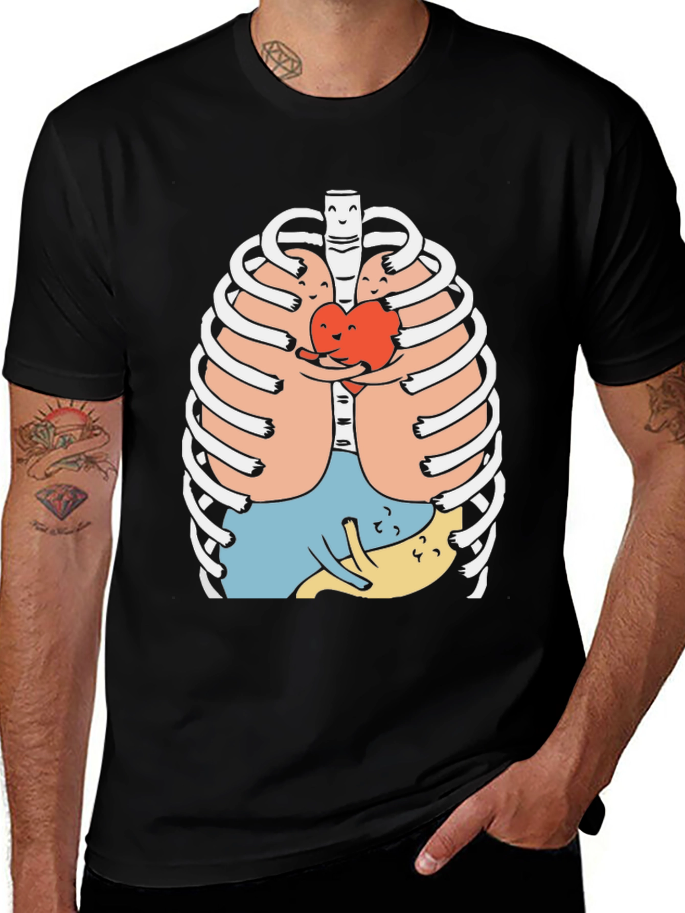 Variant 9 of Anatomical Rib Cage Graphic Print T-Shirt
