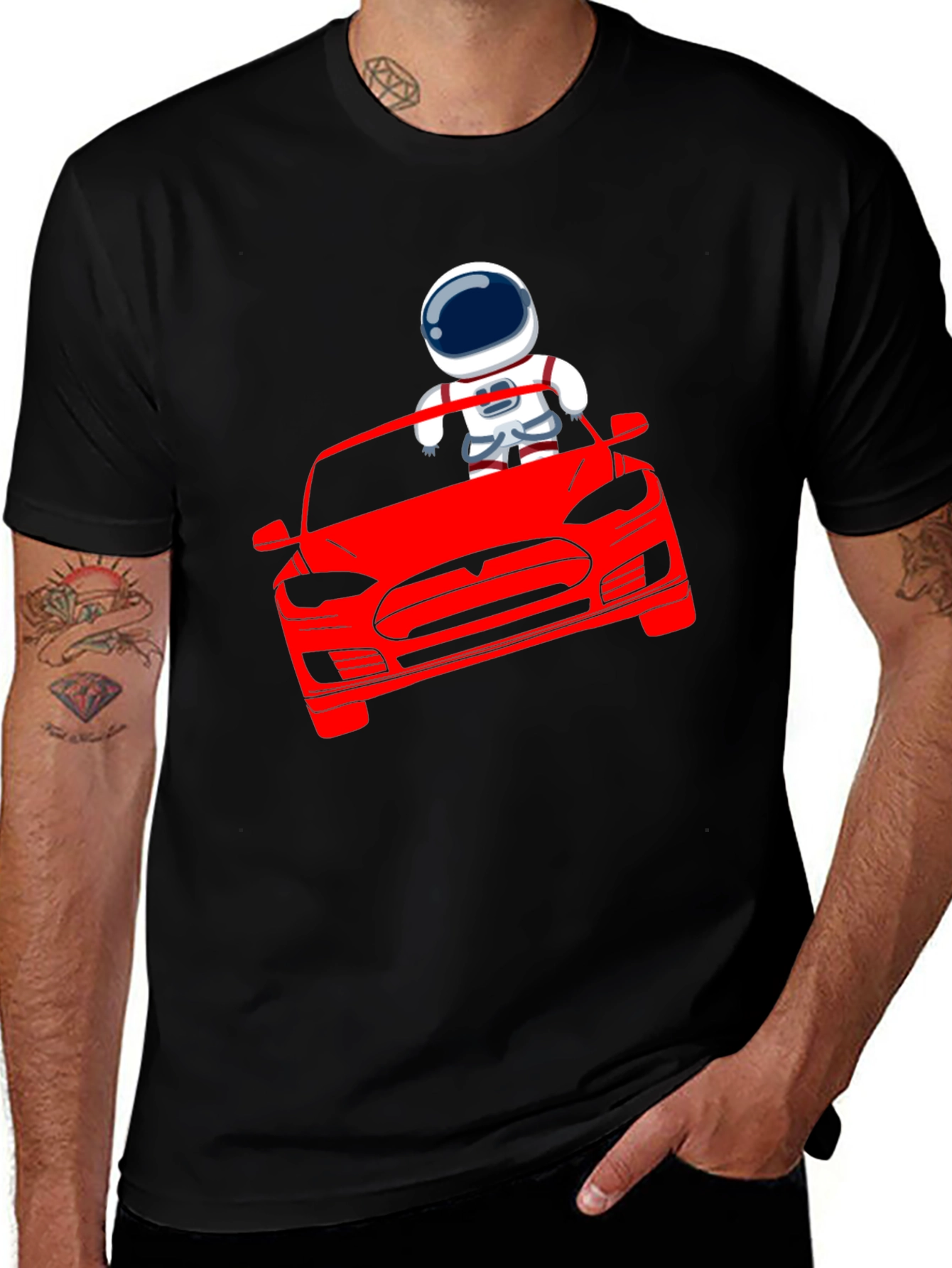 Variant 2 of Astronaut Driving Tesla T-Shirt - Cool Graphic Tee