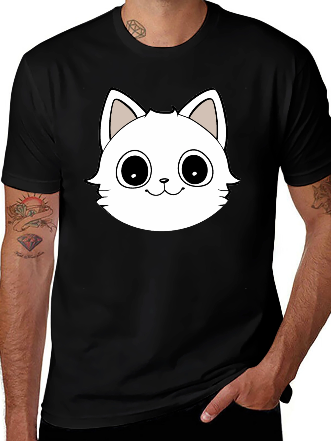 Variant 30 of Cute Cat Face Black T-Shirt