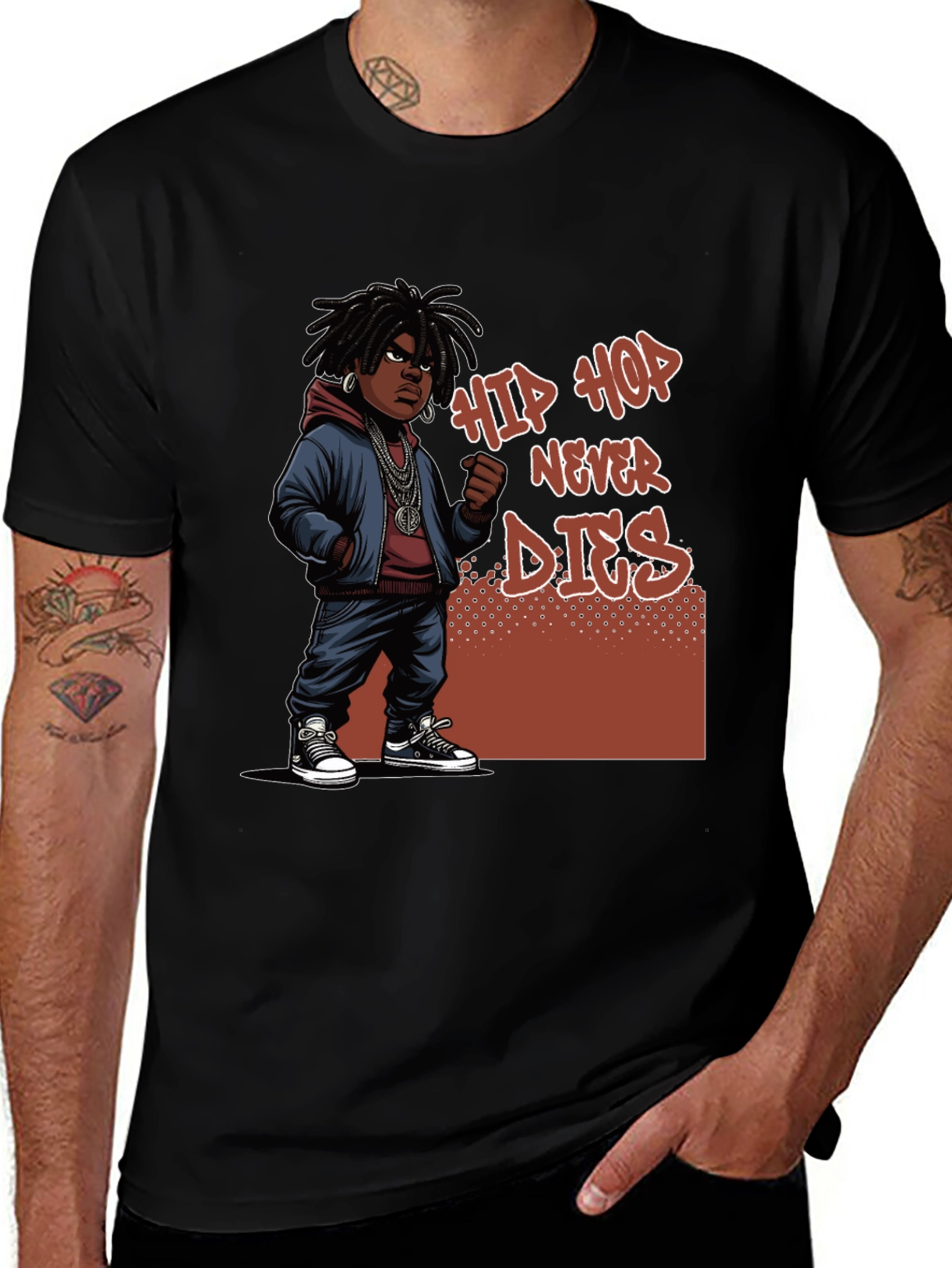 Variant 6 of Hip Hop Never Dies Black Graphic T-Shirt