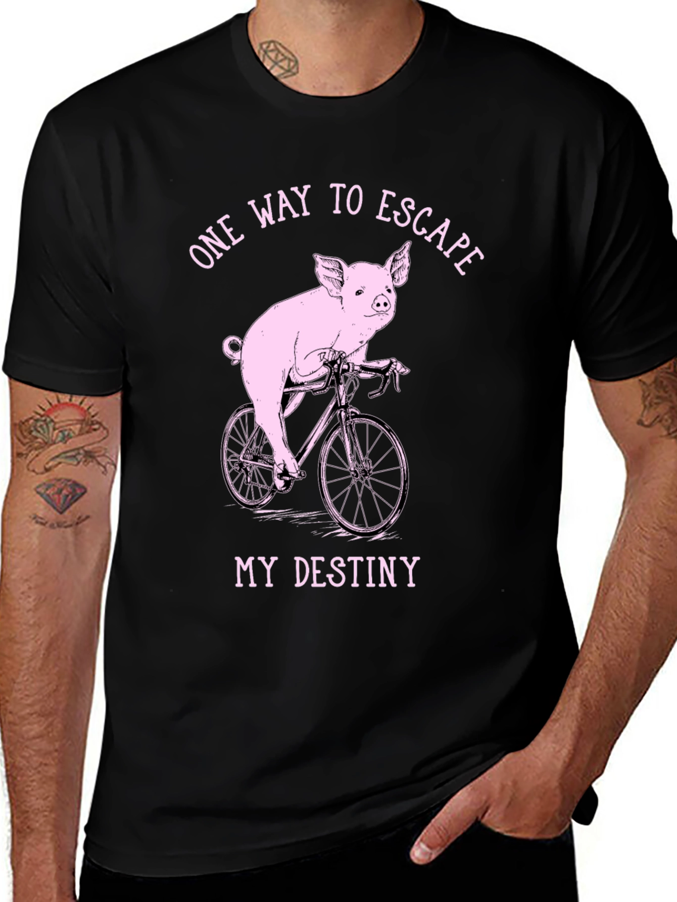 Variant 16 of Pig On Bike T-Shirt - One Way To Escape My Destiny
