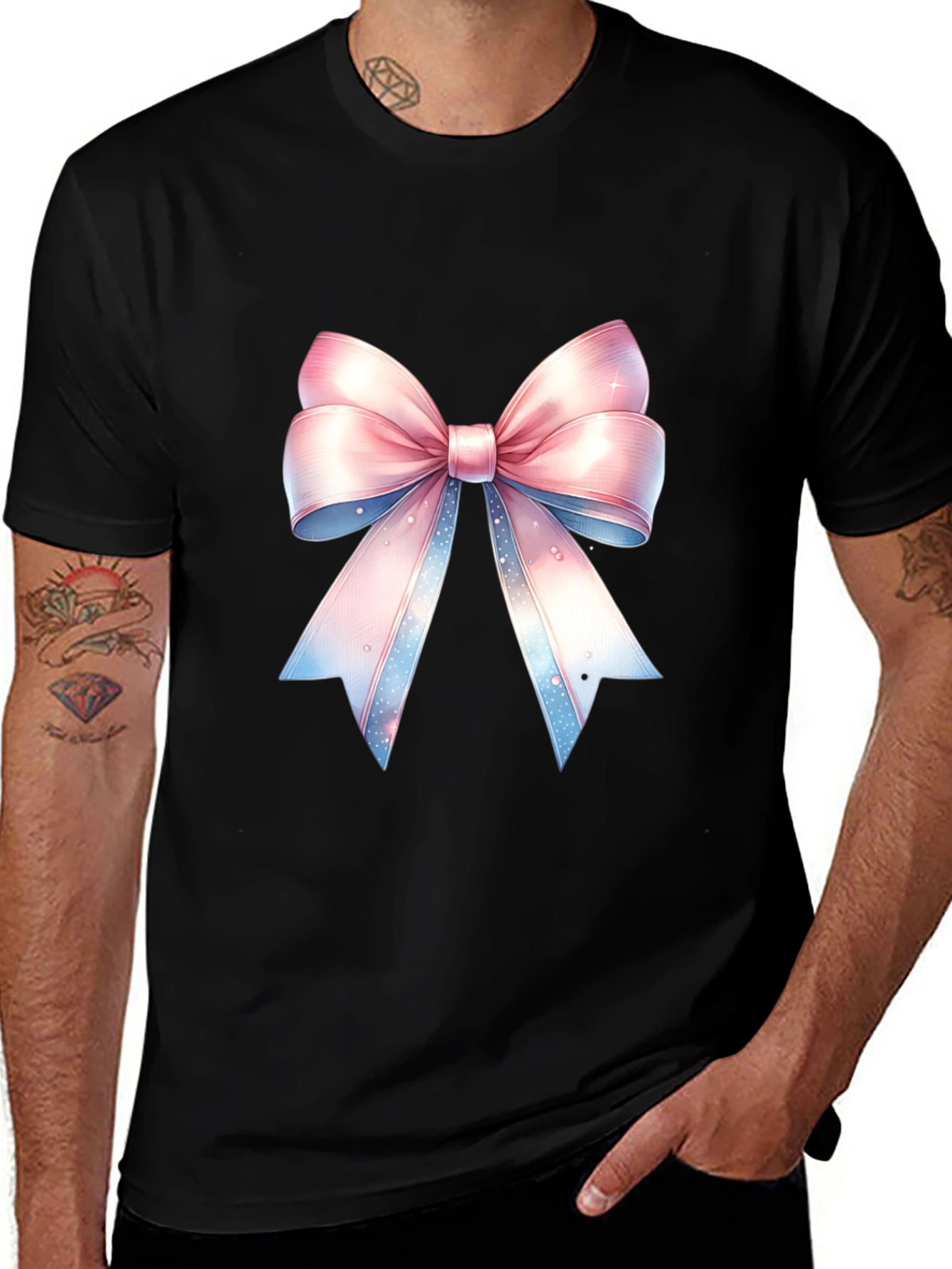 Variant 14 of Pink Bow Graphic Tee - Soft Cotton Blend