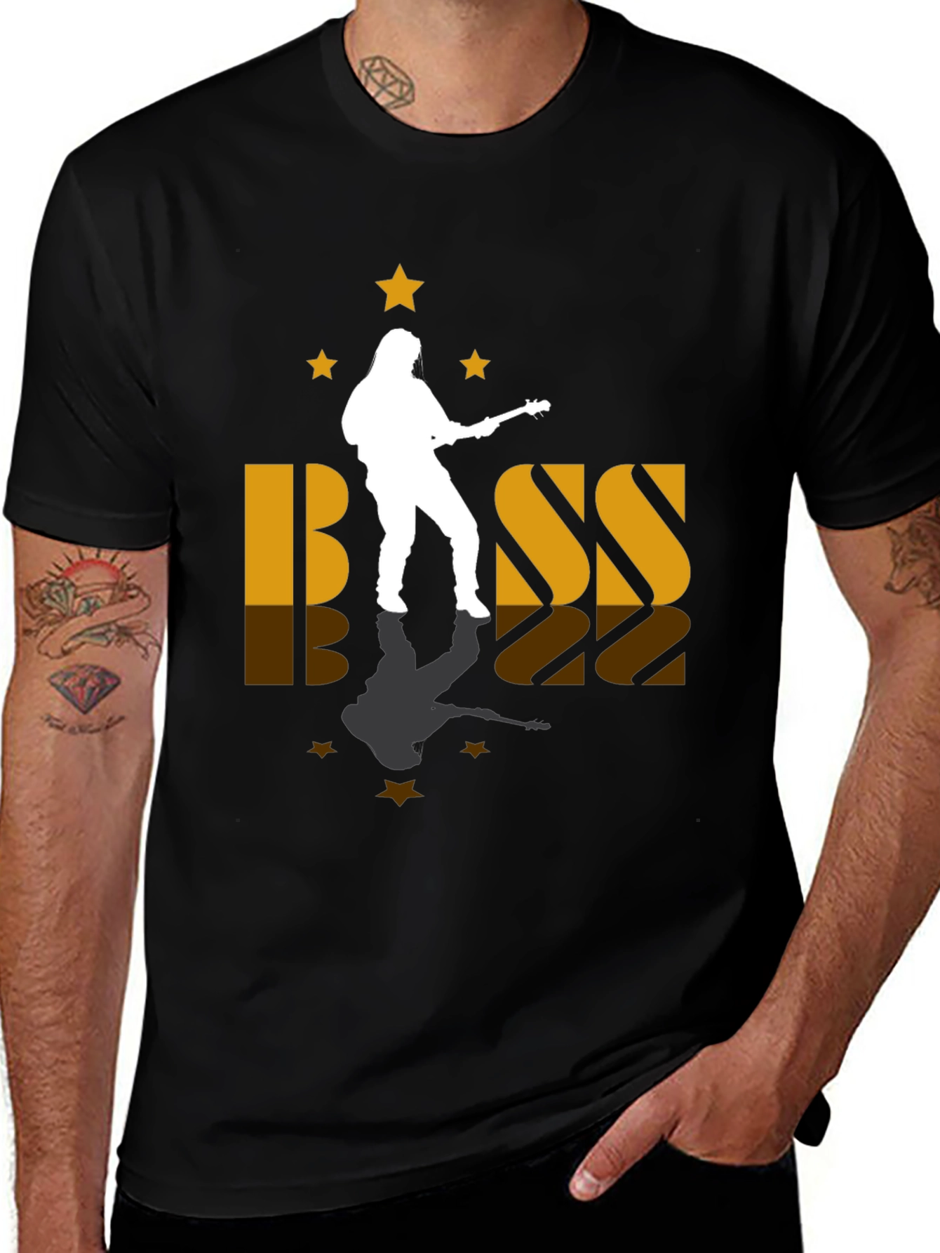 Variant 30 of Bass Guitar Player Silhouette Graphic Tee