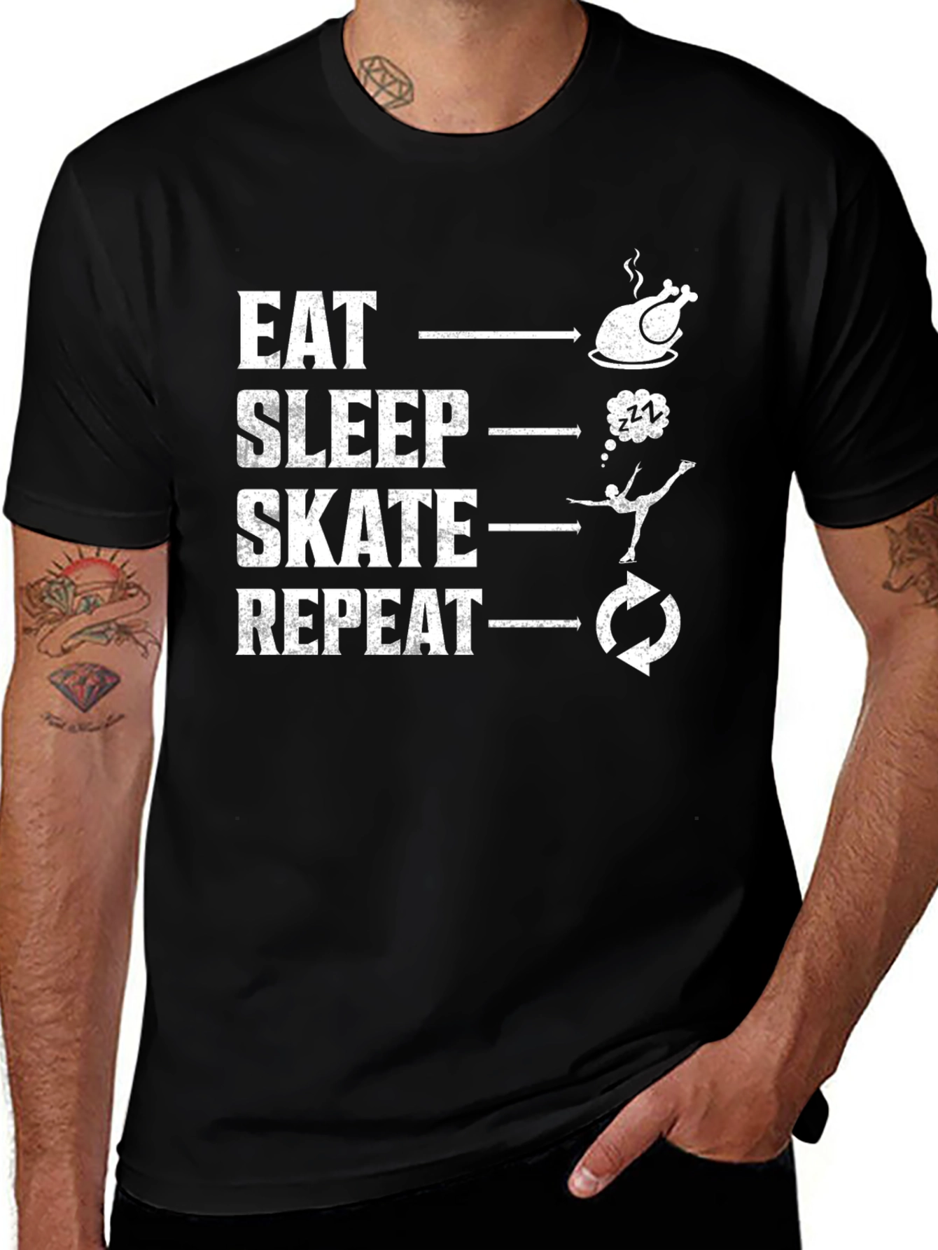 Variant 24 of Eat Sleep Skate Repeat Black T-Shirt