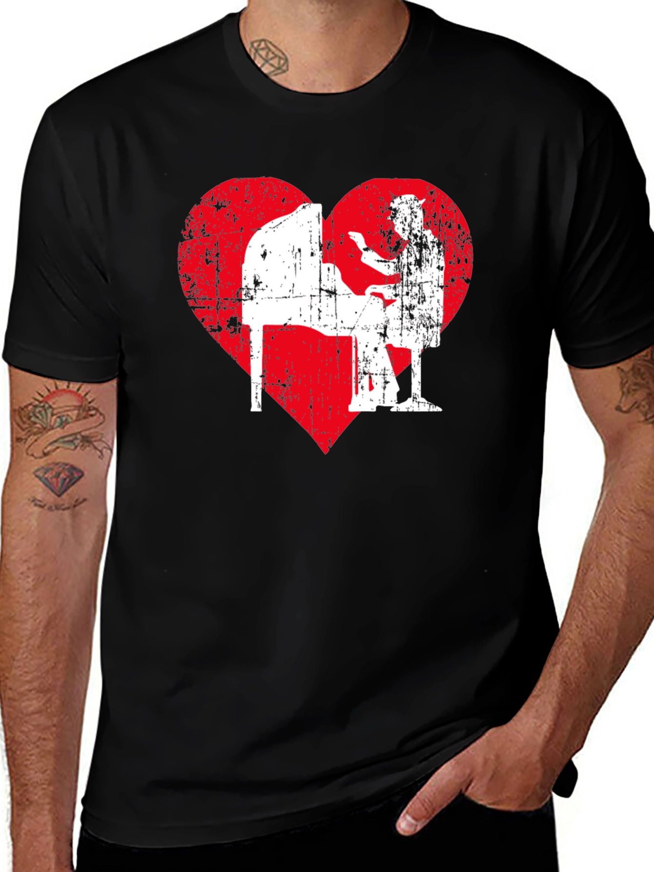 Variant 26 of Piano Heart Graphic T-Shirt