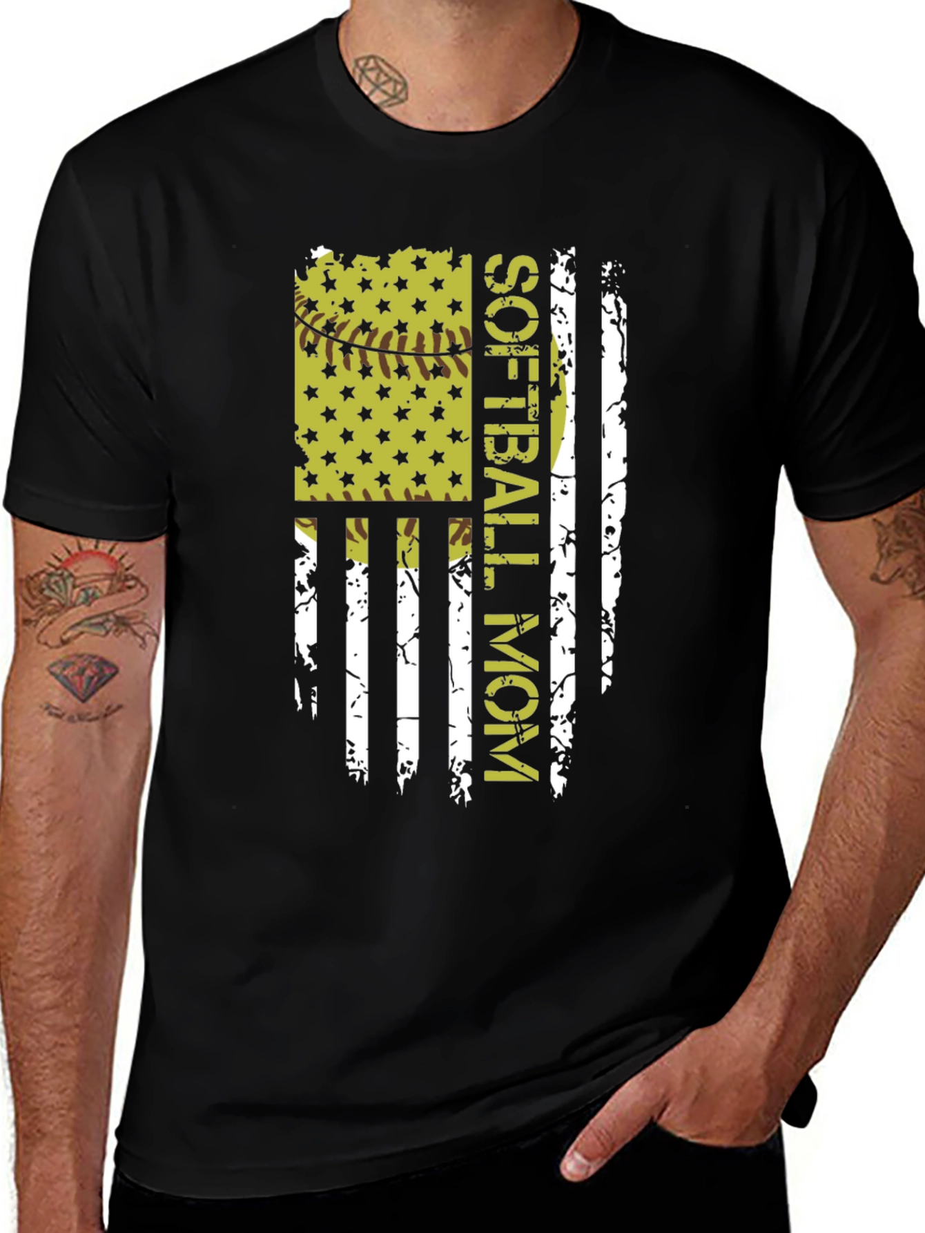 Variant 25 of Softball Mom American Flag Graphic T-Shirt