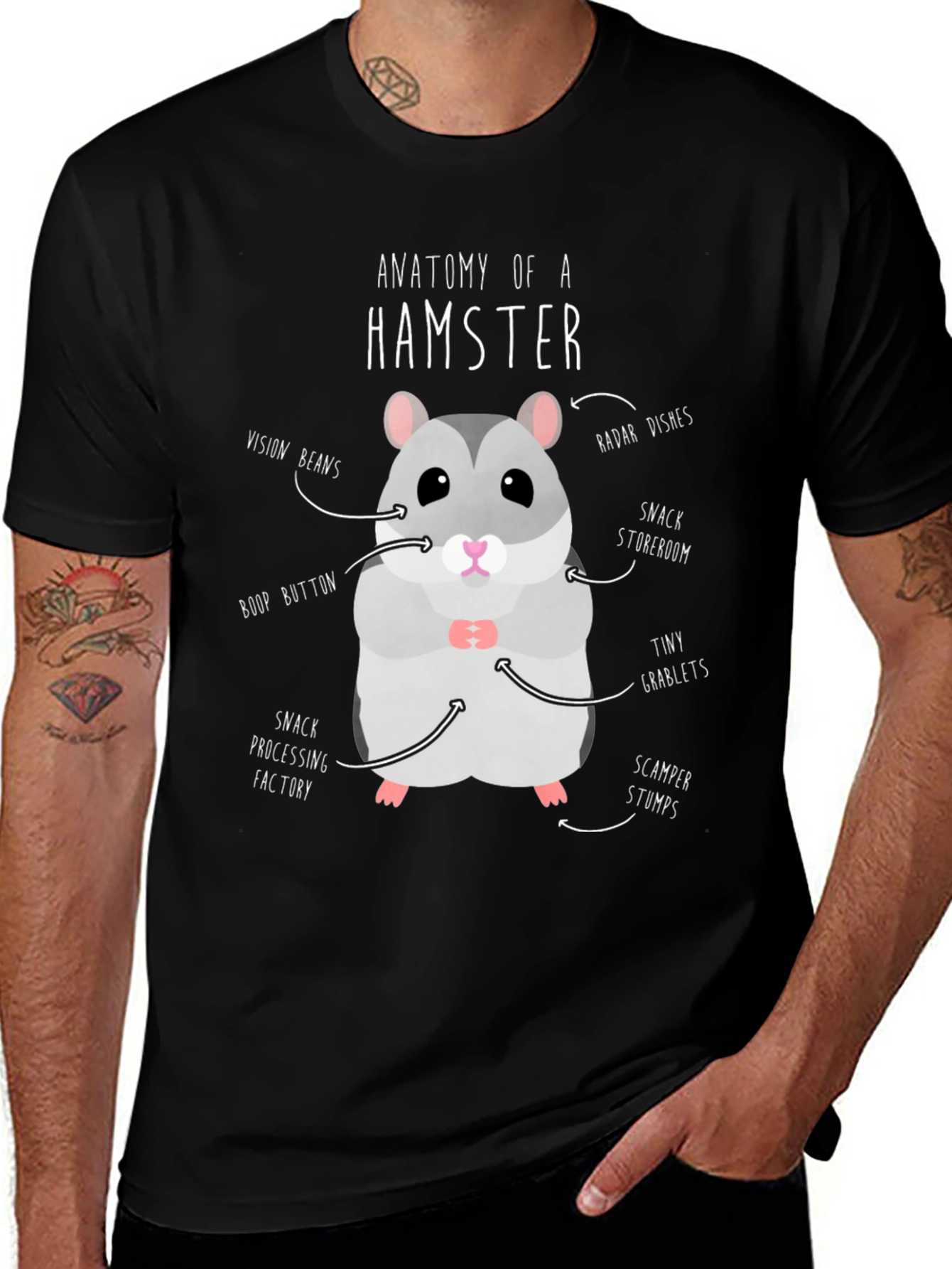 Variant 9 of Anatomy of a Hamster Funny T-Shirt