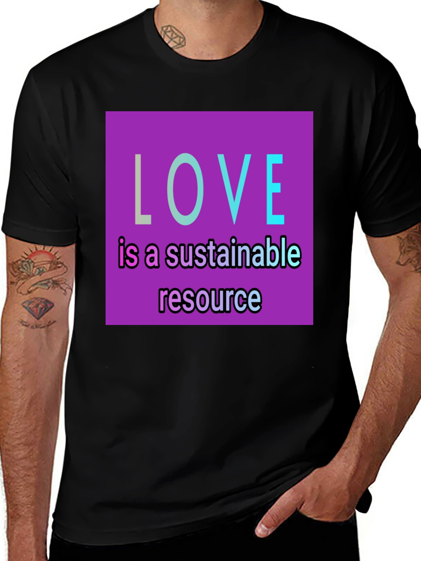 Variant 7 of Sustainable Love T-Shirt - Black, Graphic Tee
