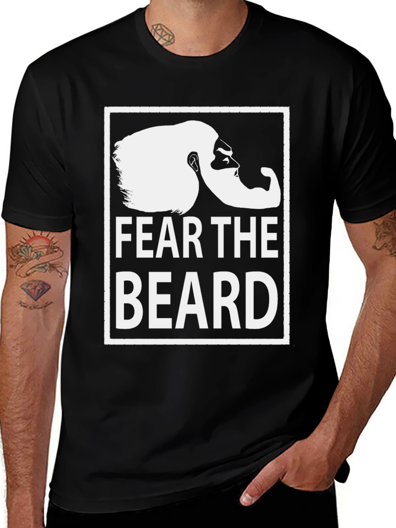 Fear The Beard Graphic Tee - Black Cotton T-Shirt