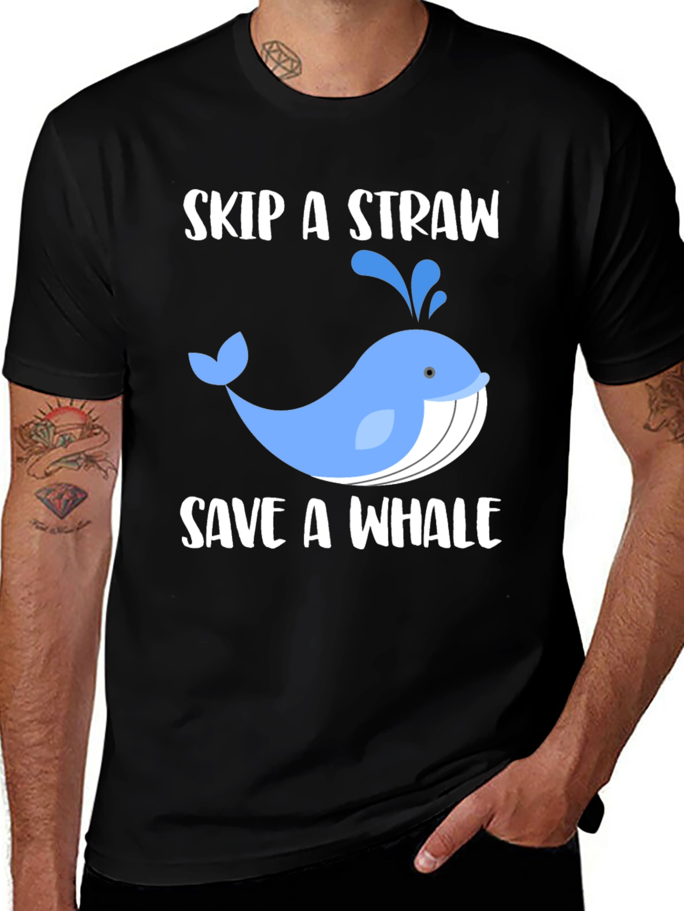 Variant 11 of Skip a Straw Save a Whale Graphic Tee