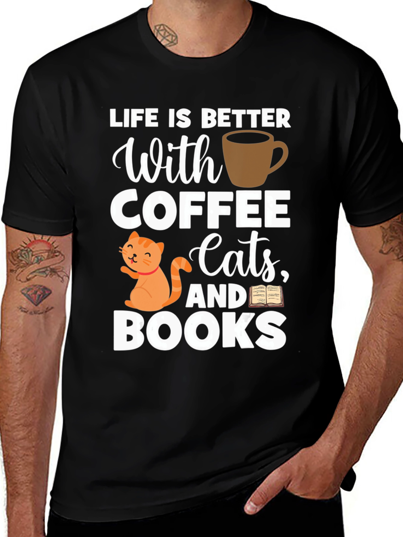 Variant 7 of Life Is Better With Coffee Cats And Books T-Shirt