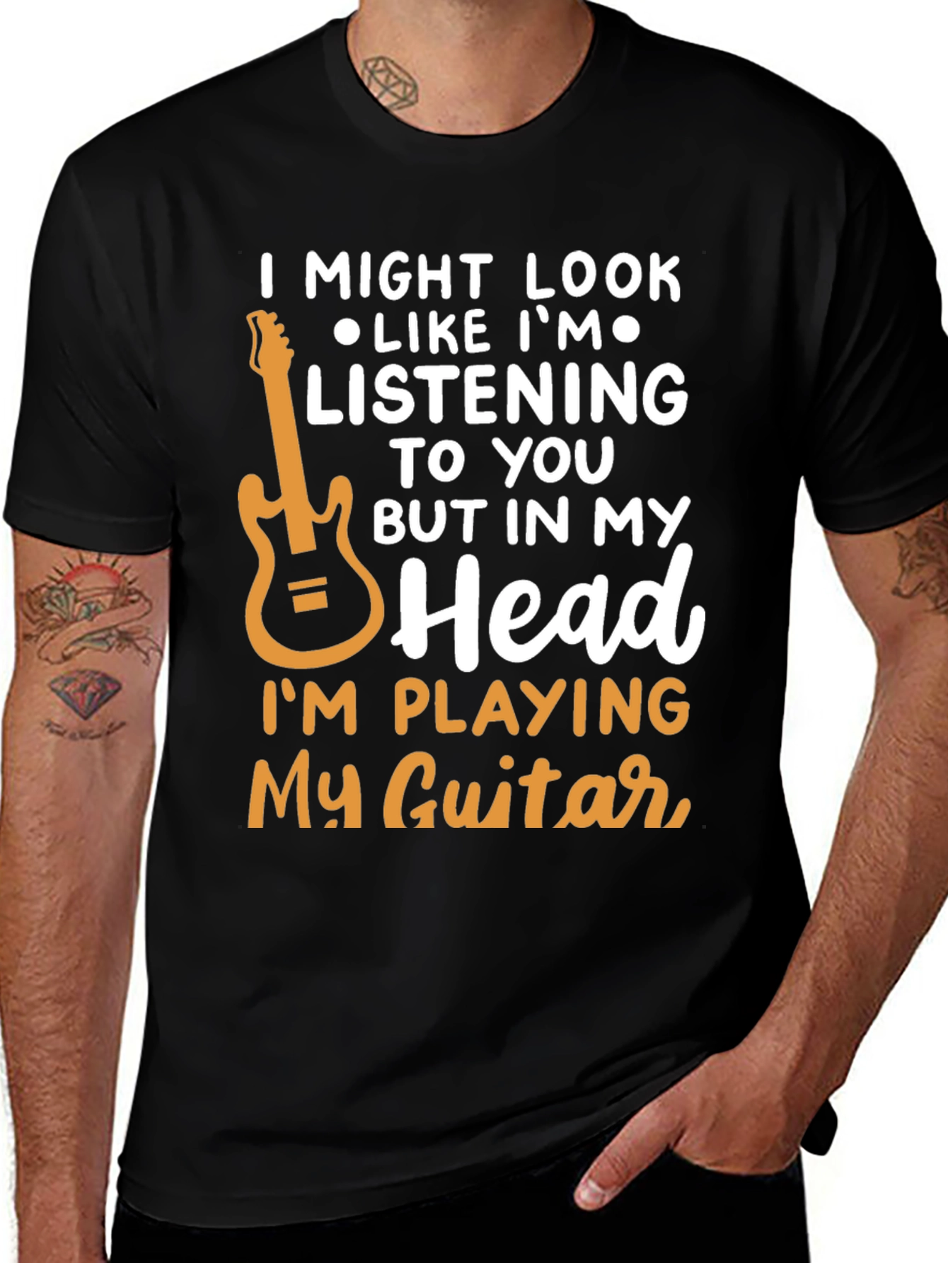 Variant 28 of Guitar Lover T-Shirt - "In My Head I'm Playing Guitar"