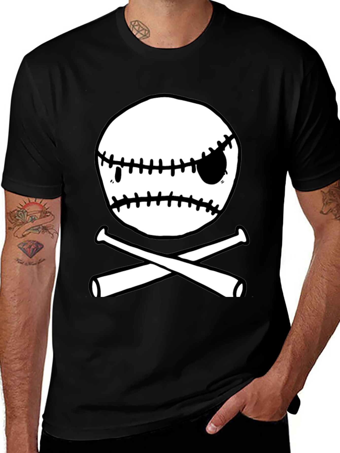 Variant 28 of Baseball Skull & Bats Graphic T-Shirt