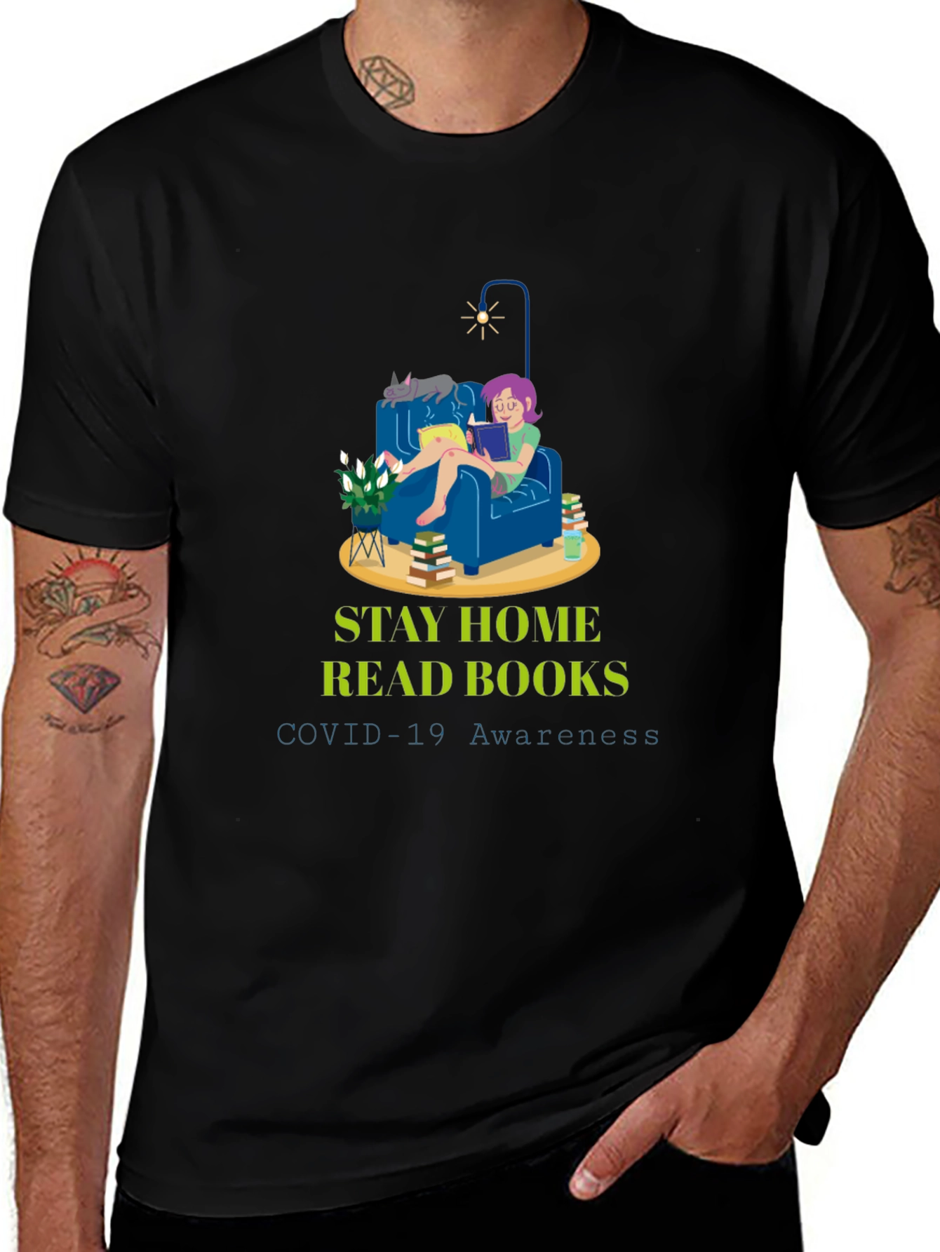 Variant 24 of Stay Home & Read T-Shirt - COVID-19 Awareness