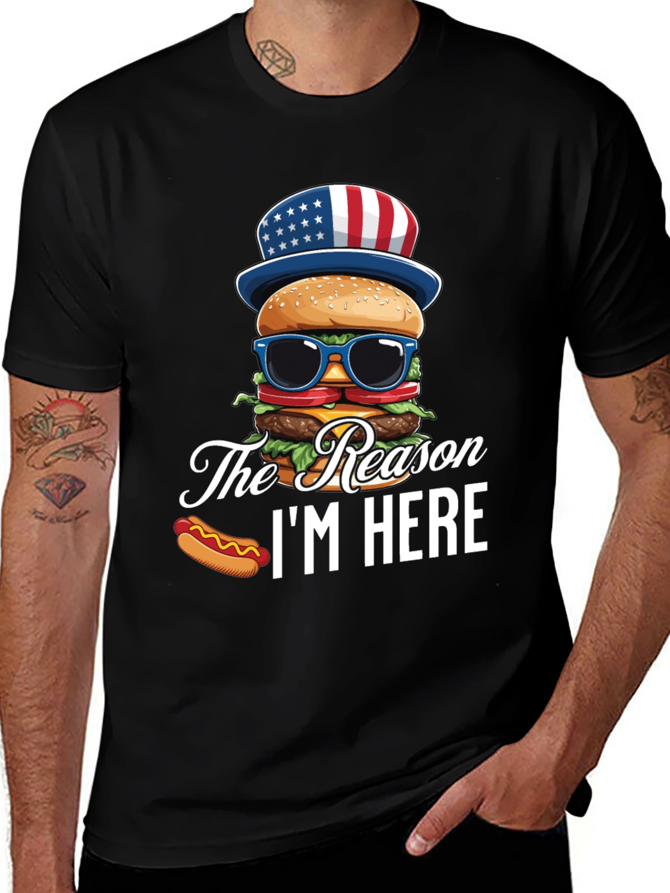 Variant 4 of Patriotic Burger T-Shirt - The Reason I'm Here